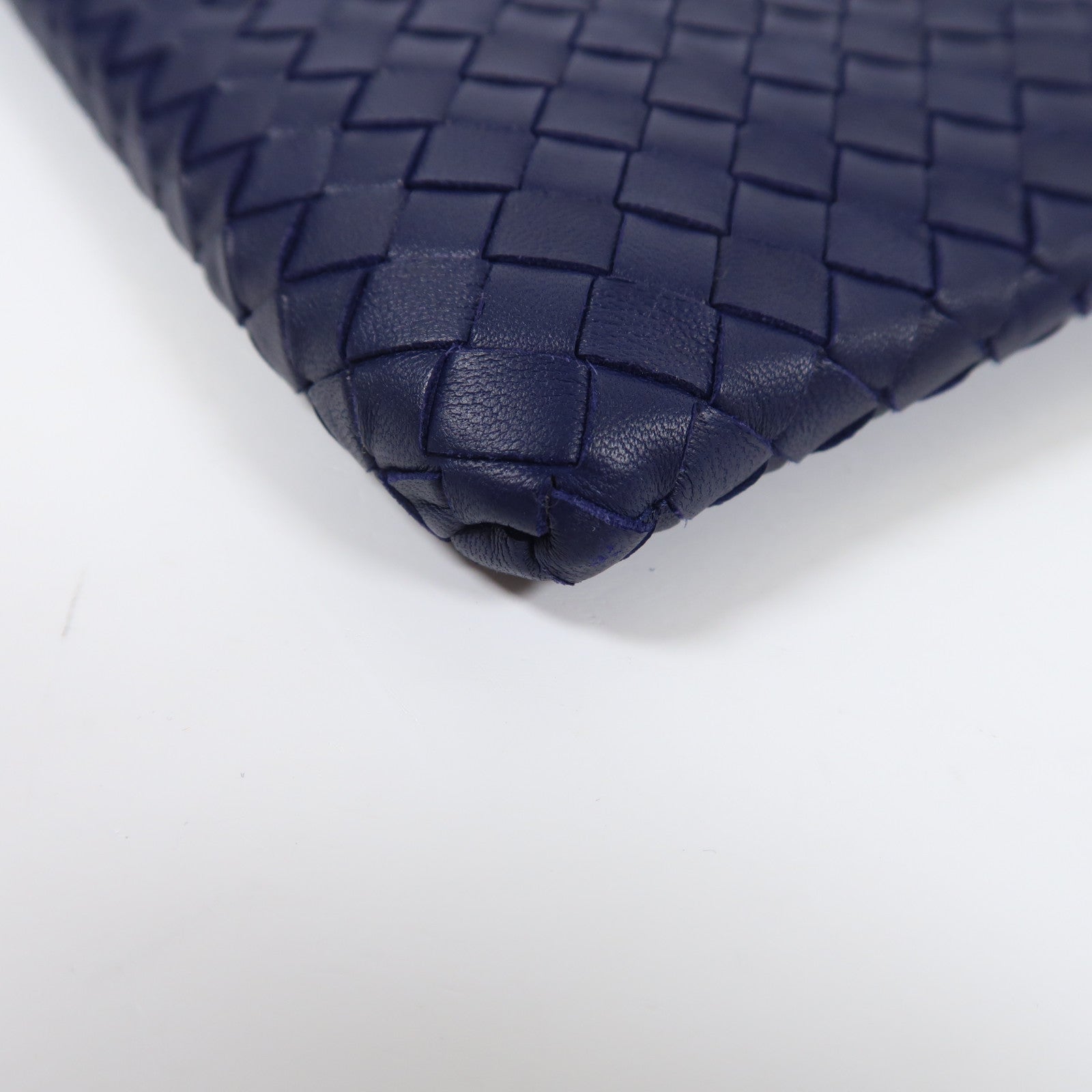 BOTTEGA VENETA 牛皮皮革Clutch Bag銀扣手拿包藍色