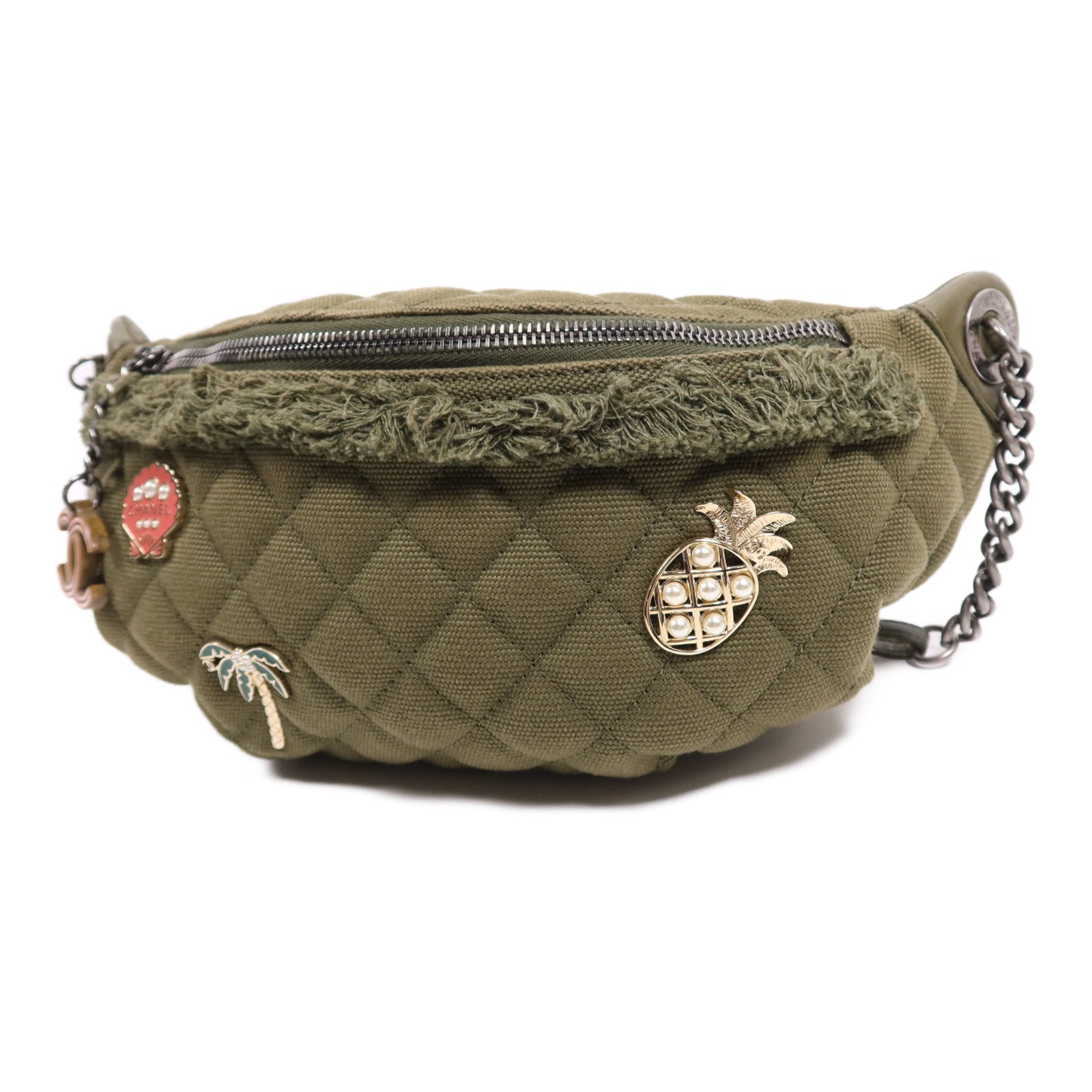 CHANEL 帆布Waist銀扣腰包