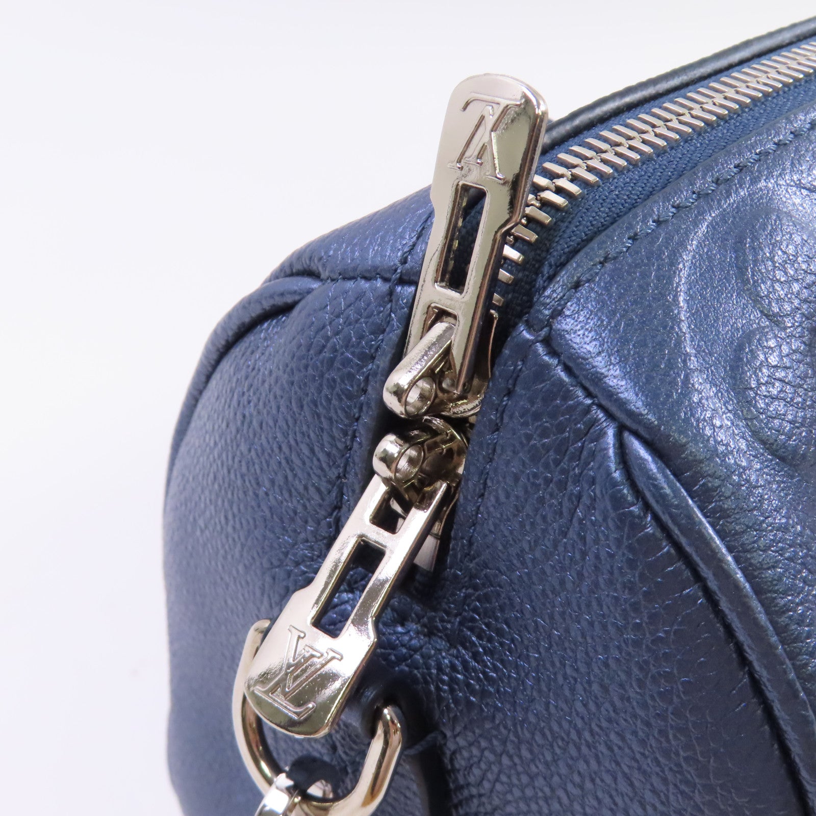 LOUIS VUITTON Monogram Empreinte Speedy Bandouliere 20 2way Shoulder Bag銀扣手挽肩背兩用袋藍色