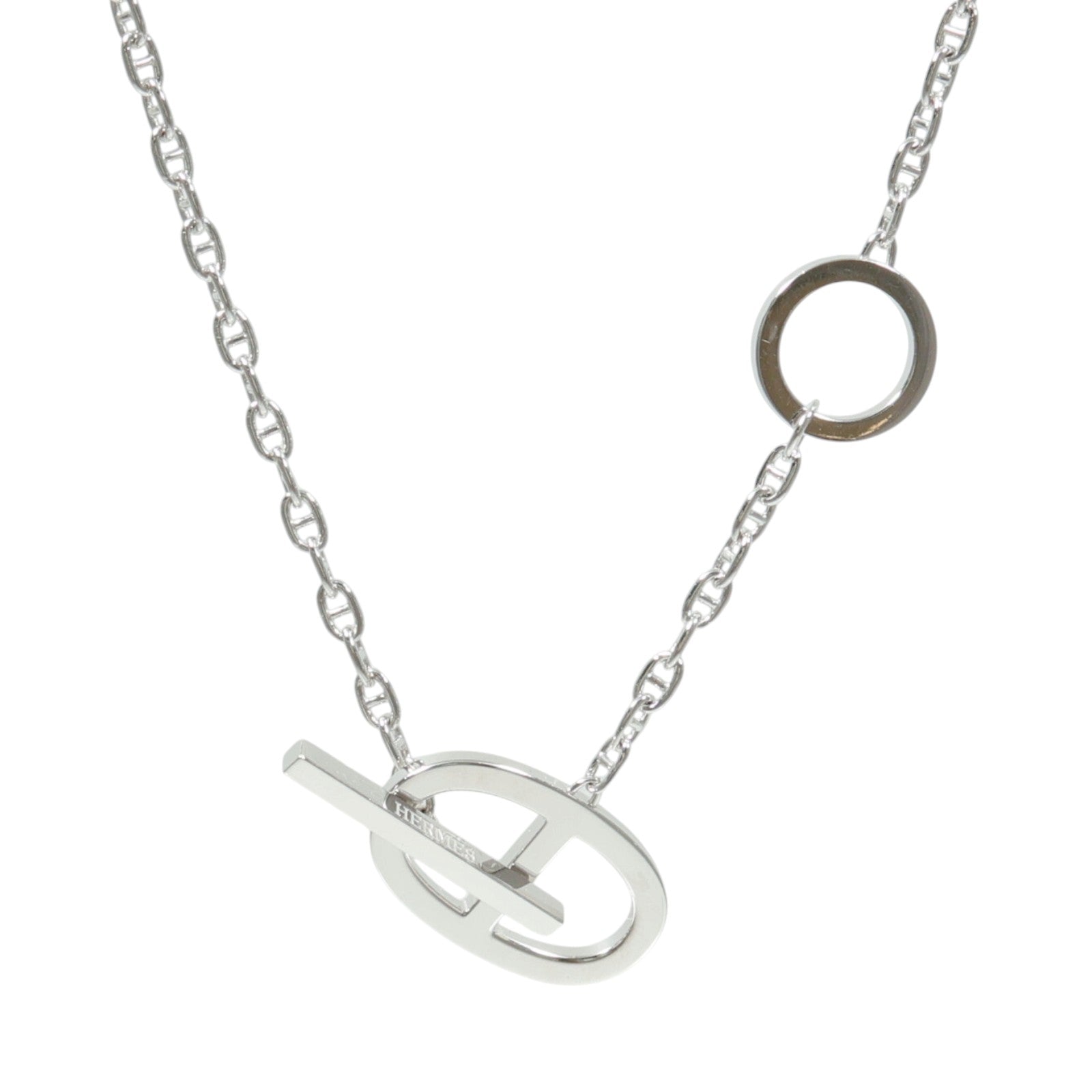 HERMES 18K白金Chaine d'ancre Contour Pendant鑽石項鍊