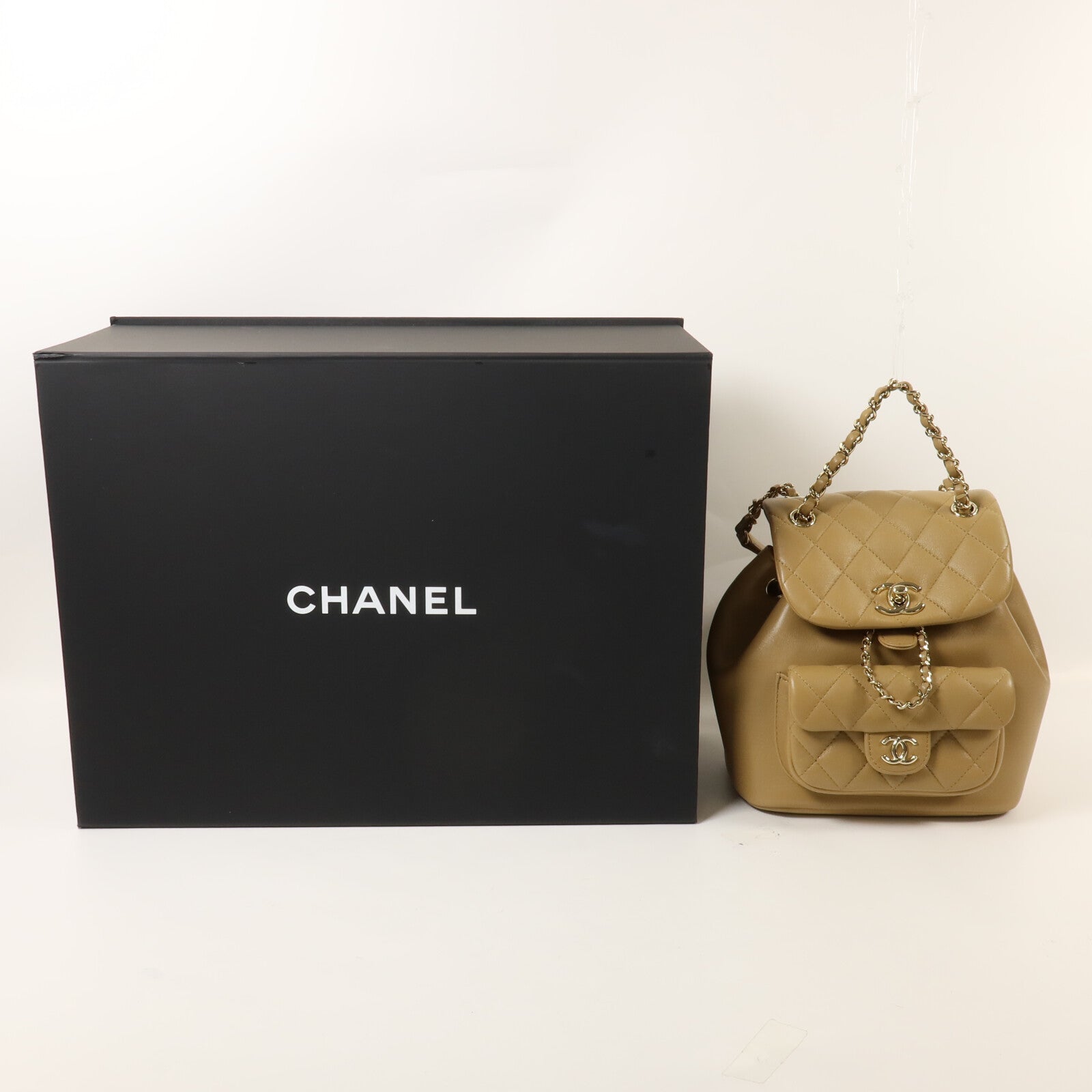 CHANEL 羊皮皮革Backpack鏈帶背包
