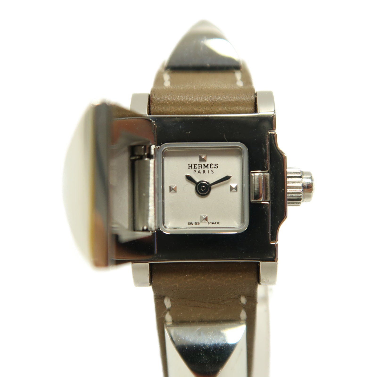 HERMES Medor TPM Swift皮革手錶石英機芯經典駝色