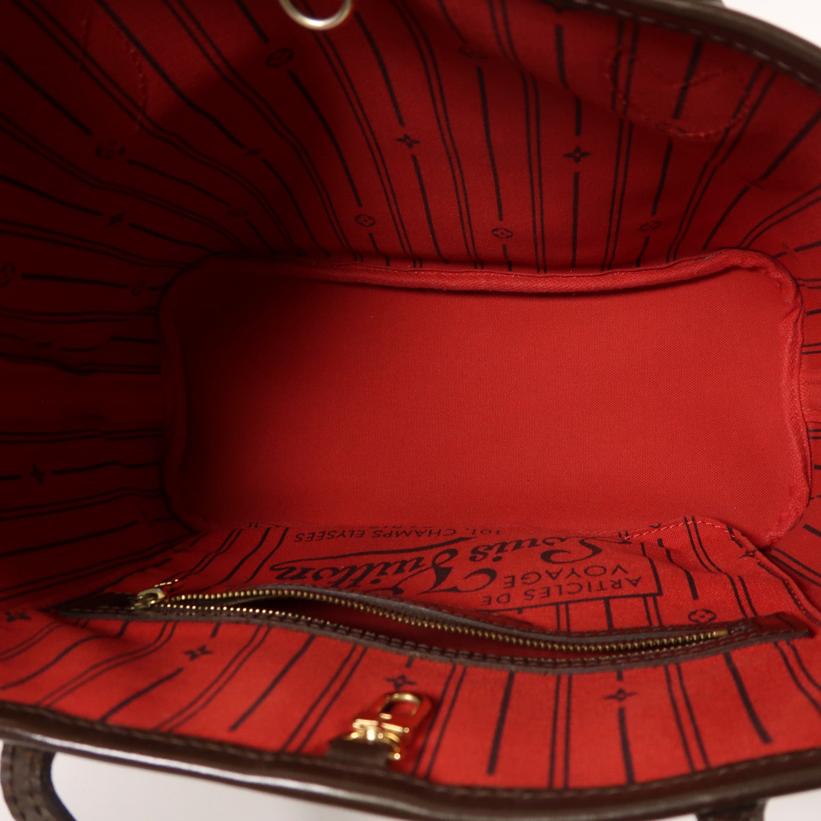 LOUIS VUITTON Damier Neverfull PM金扣手挽袋