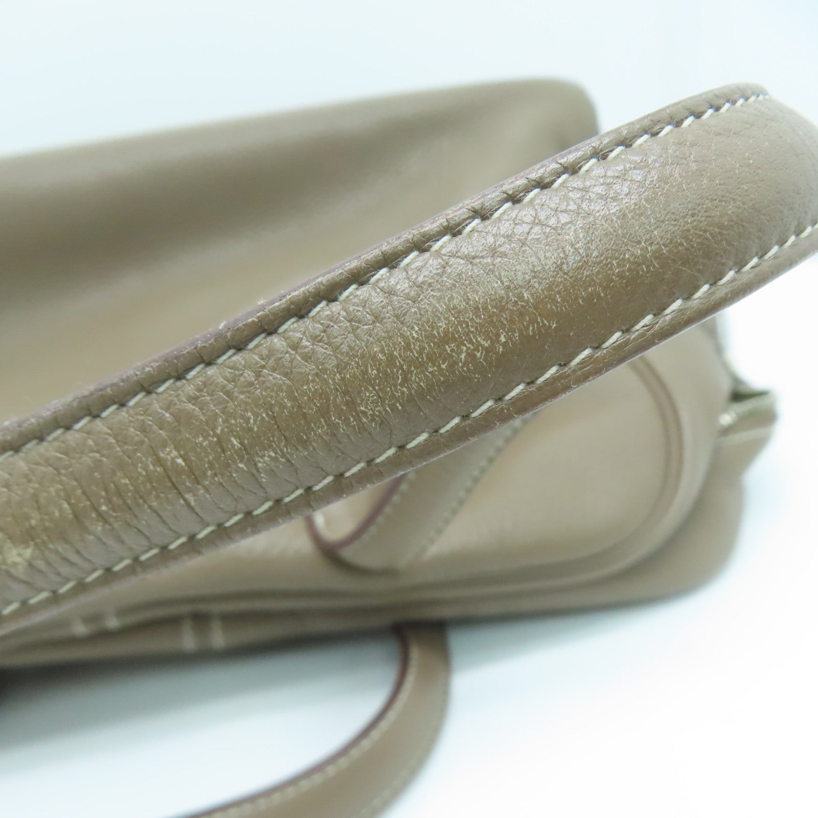 HERMES Clemence Leather Victolia Hand Bag Silver Buckle Hand Bag Elephant Gray