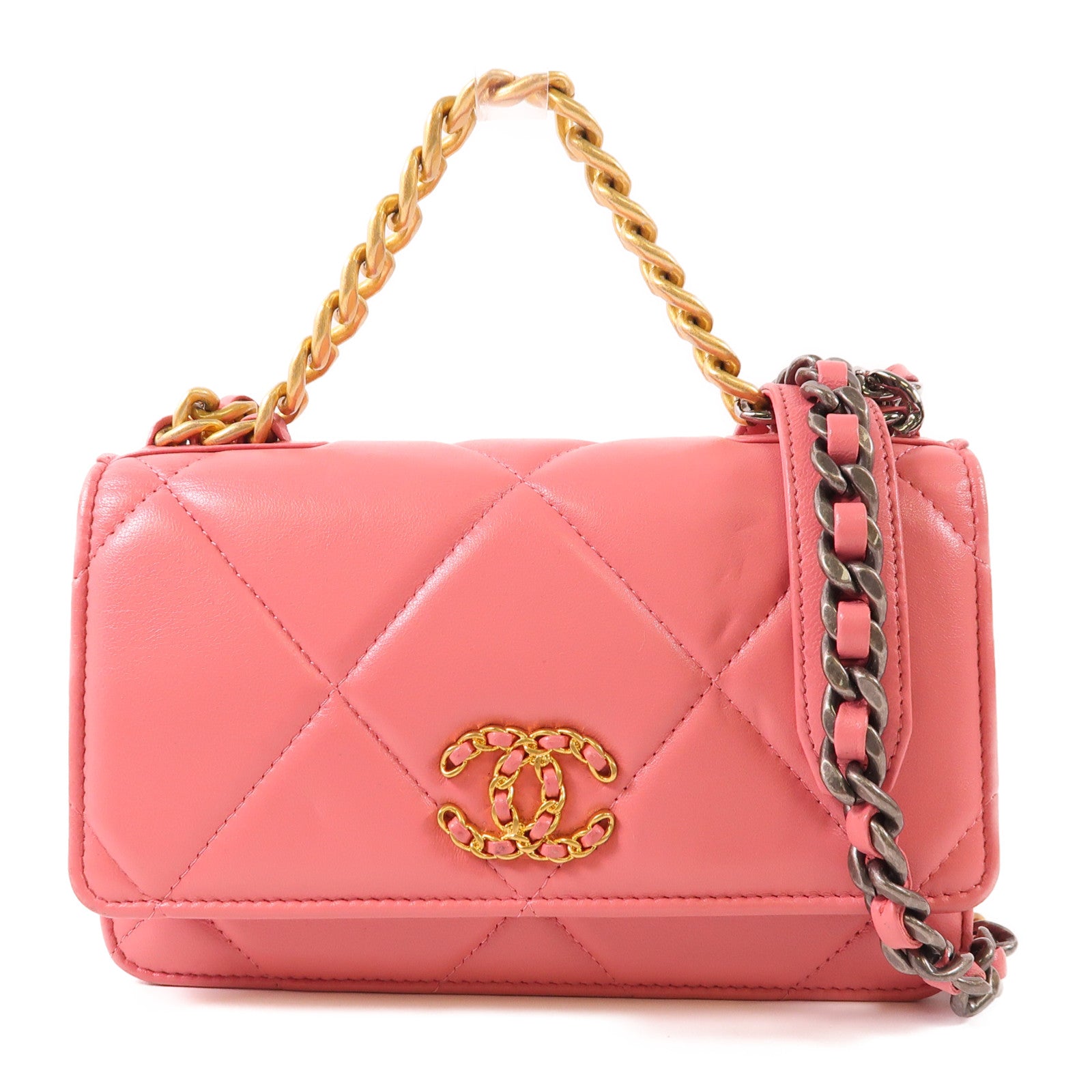 CHANEL CC WOC Wallet On Chain 19 2 Way Bag Lambskin Leather Pink