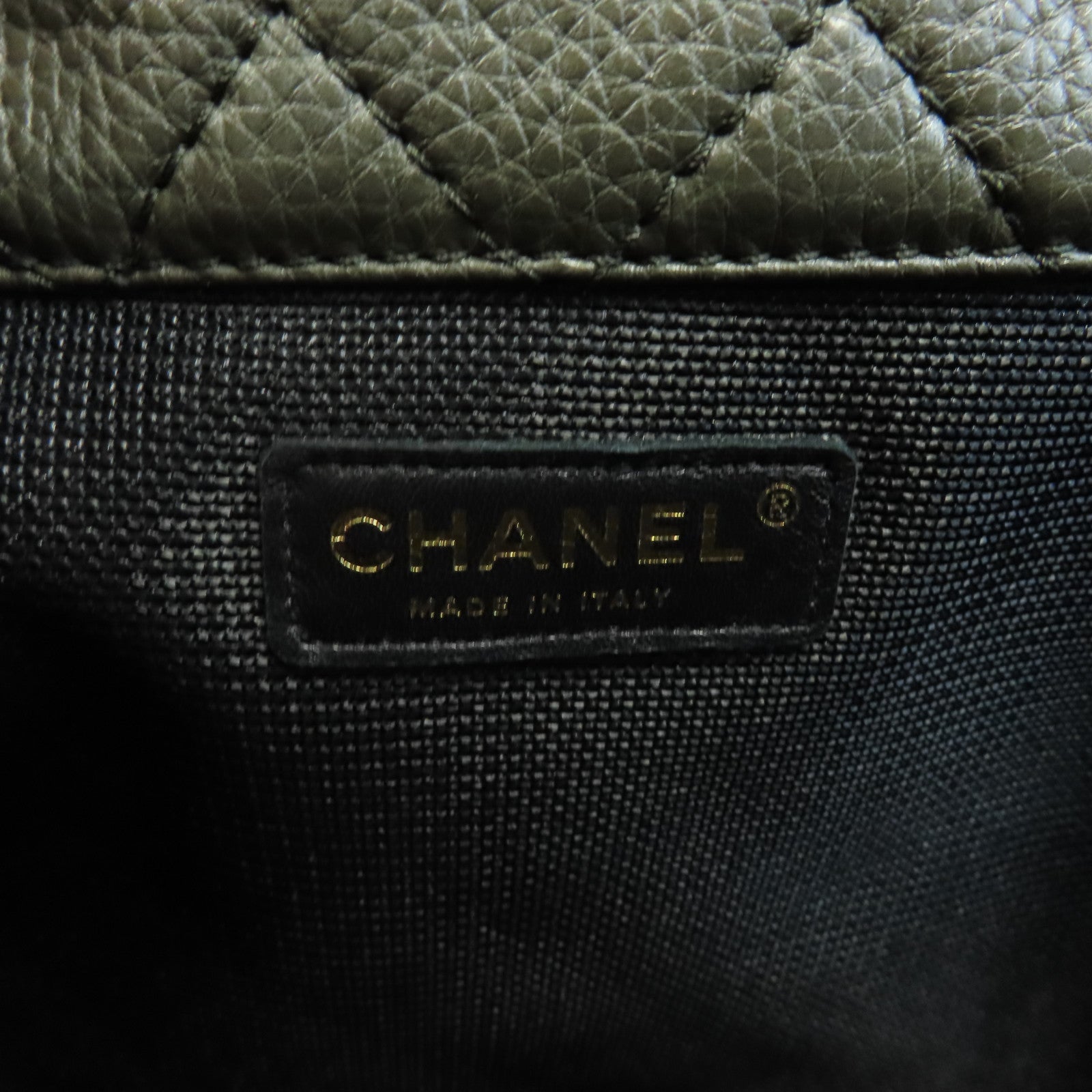 CHANEL Caviar皮革Shoulder Bag金扣鏈帶肩背袋綠色