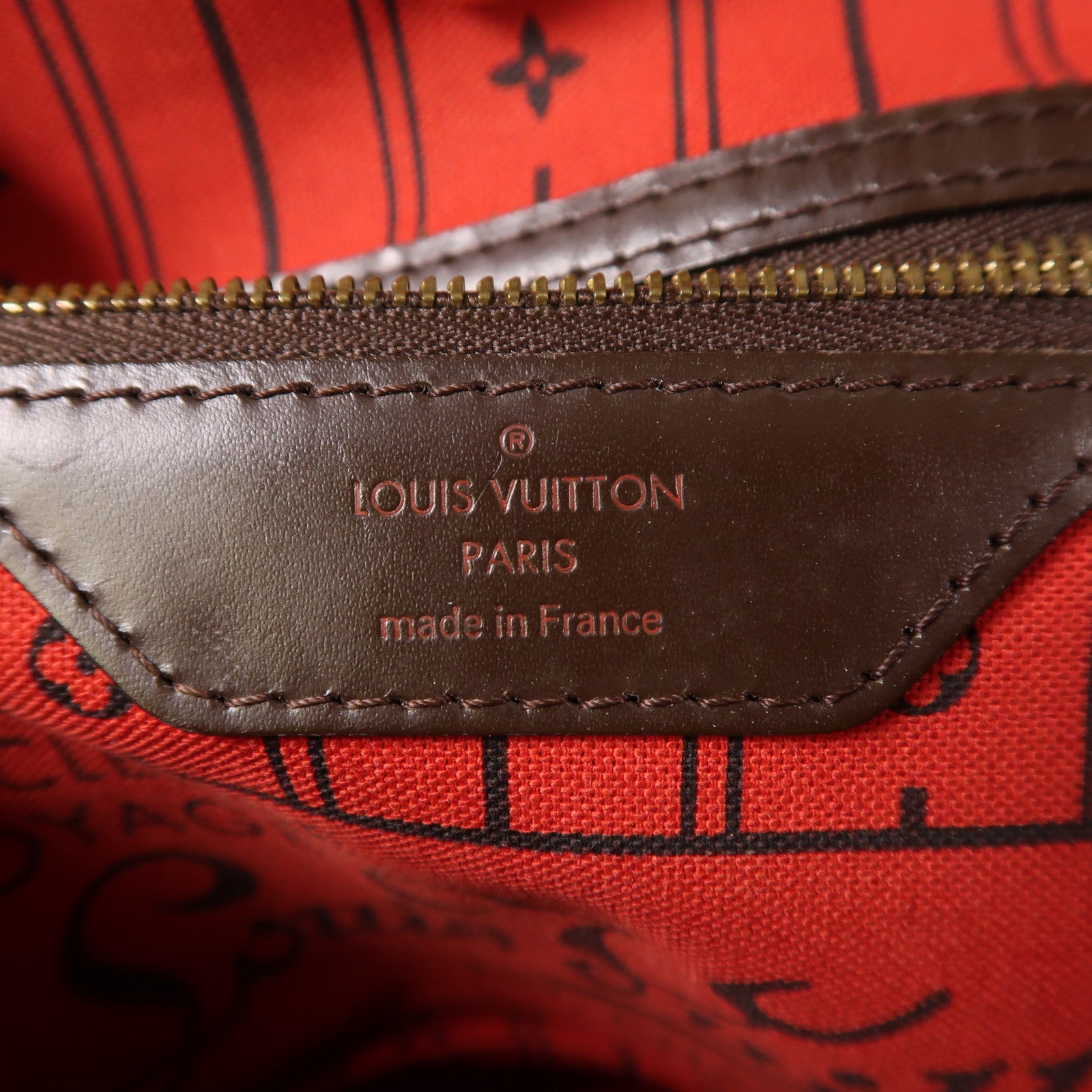 LOUIS VUITTON Damier Neverfull PM金扣手挽袋
