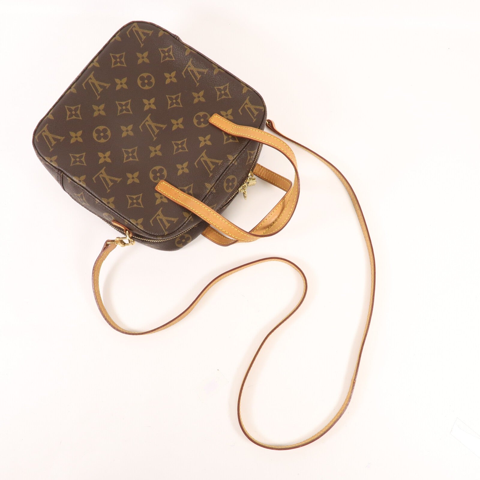 LOUIS VUITTON Monogram Spontini金扣手挽肩背兩用袋棕色