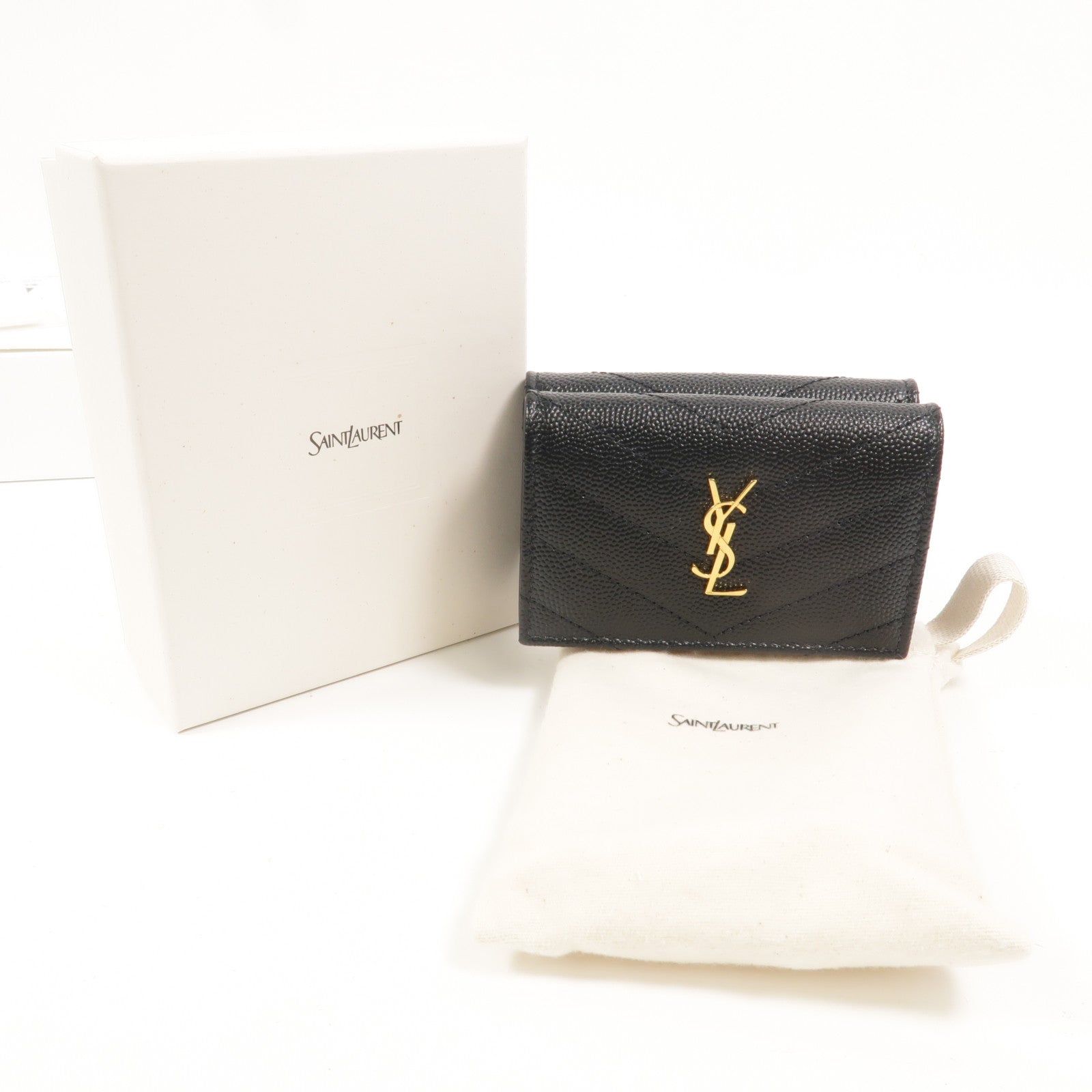SAINT LAURENT 牛皮皮革Cassandre Matelasse Origami Tiny Wallet錢包