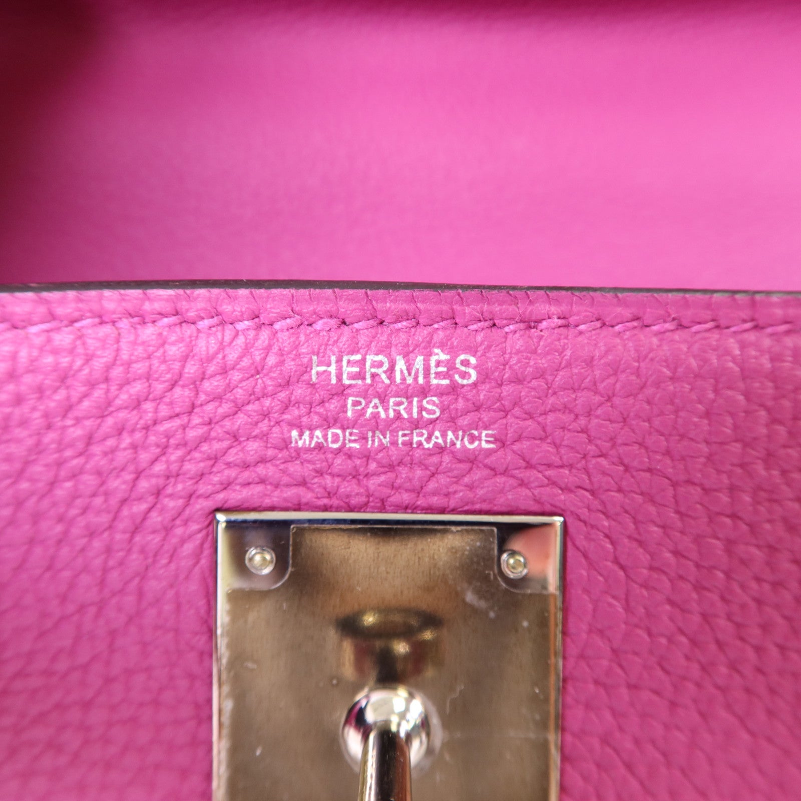 HERMES Togo皮革Kelly 28銀扣手挽肩背兩用袋Rose Pourpre
