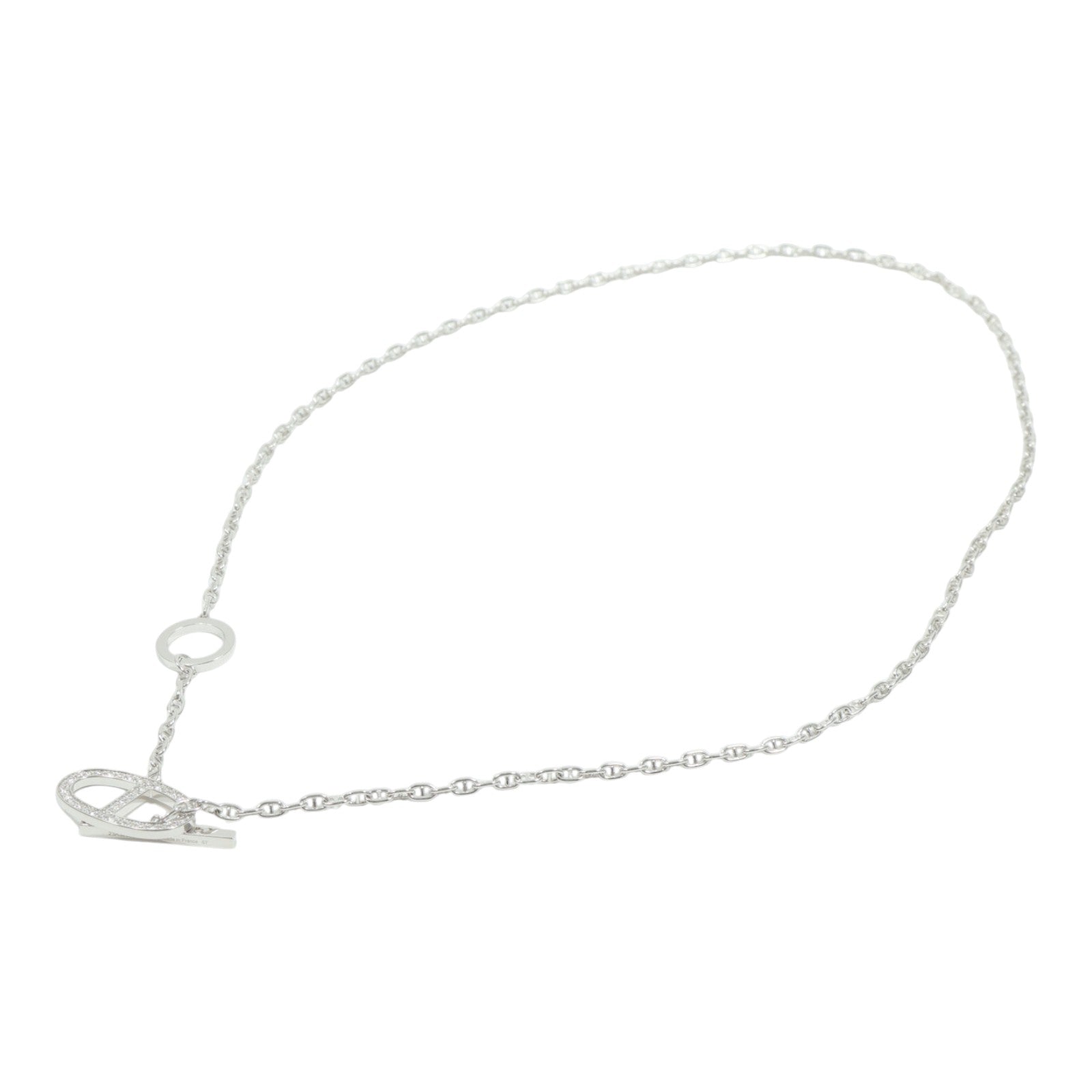 HERMES 18K白金Chaine d'ancre Contour Pendant鑽石項鍊