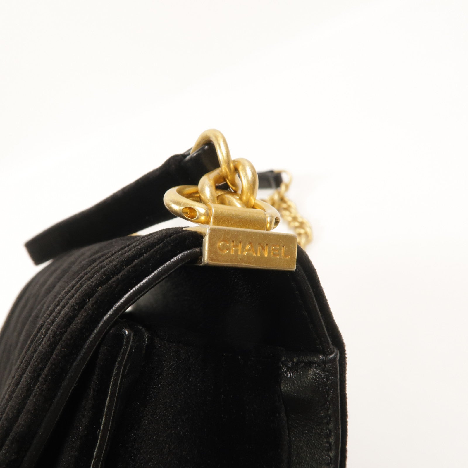 CHANEL 天鵝絨Mini Velvet Boy Messenger Bag鏈帶肩背袋