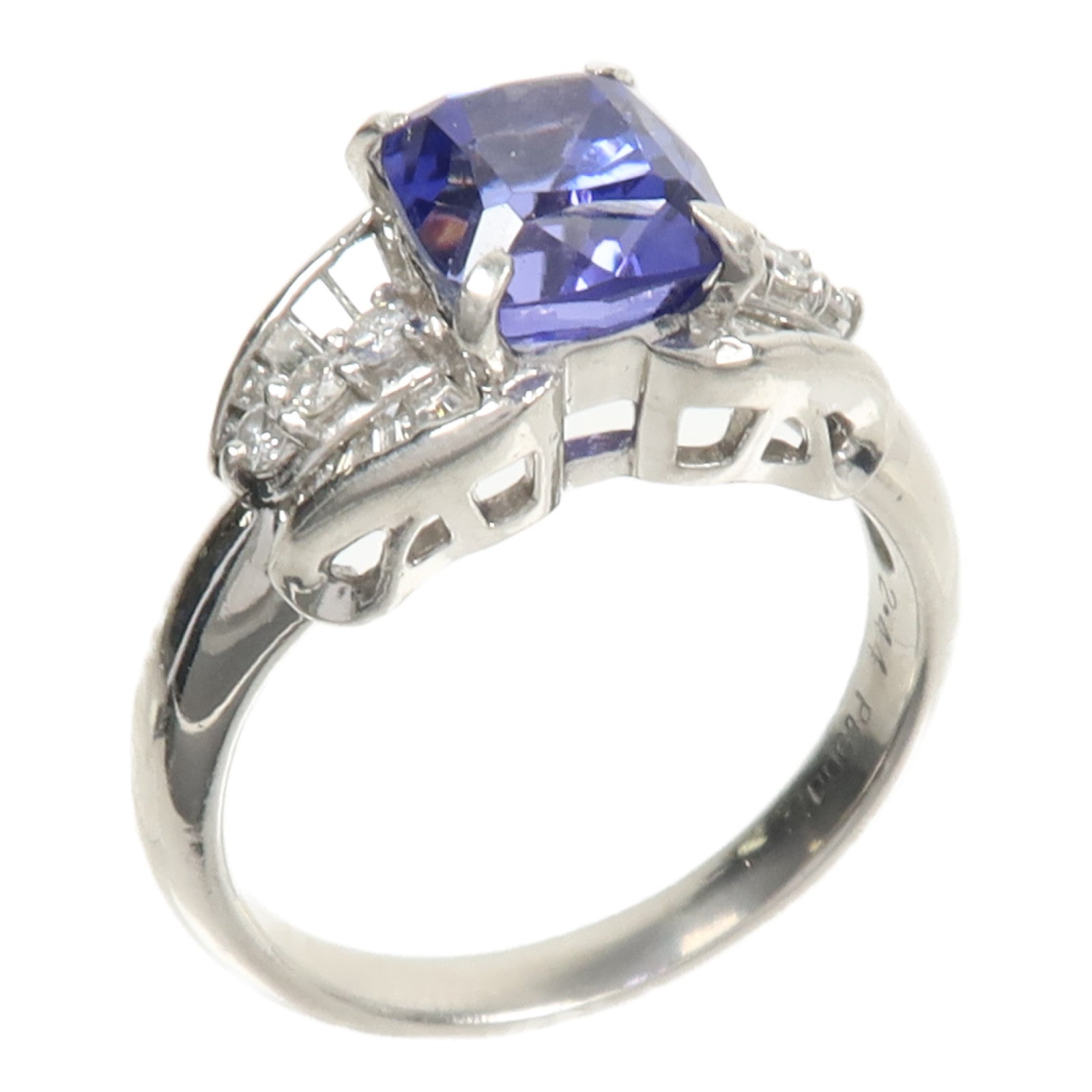 JEWELRY 【激減優惠】PT900鉑金Tanzanite Ring坦桑石/鑽石戒指US#7