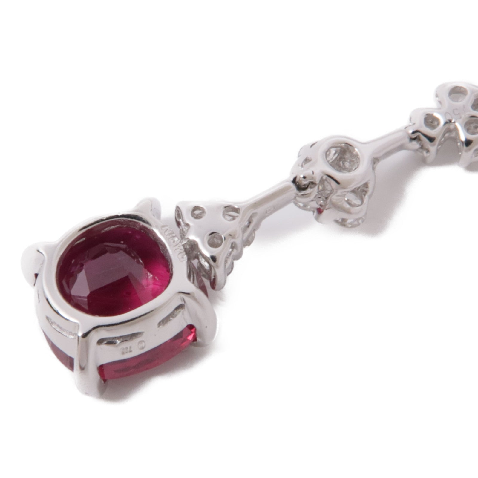 JEWELRY Ruby Diamond Necklace 18K White Gold