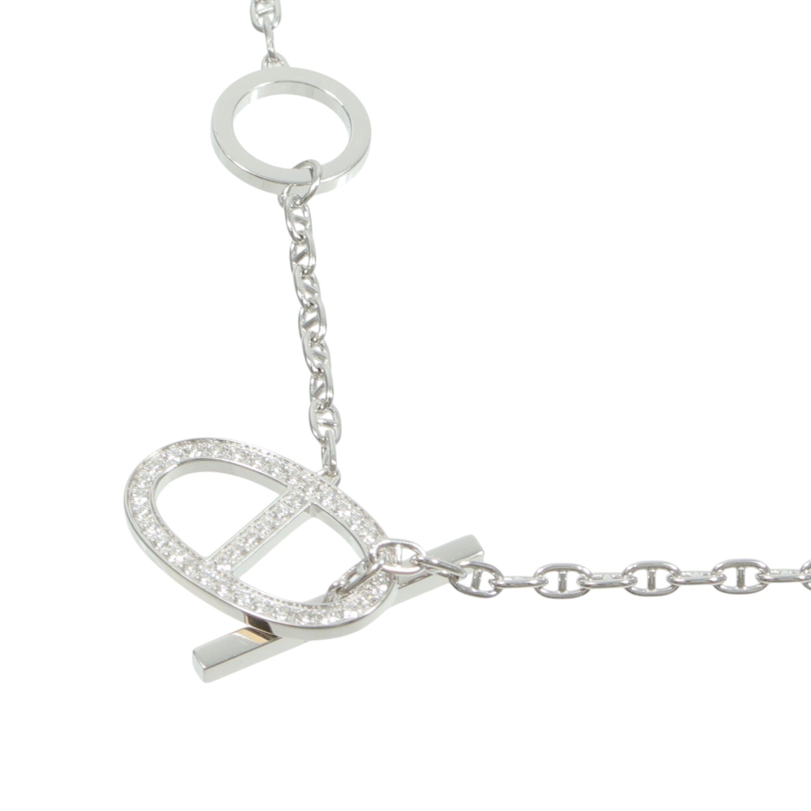 HERMES 18K白金Chaine d'ancre Contour Pendant鑽石項鍊