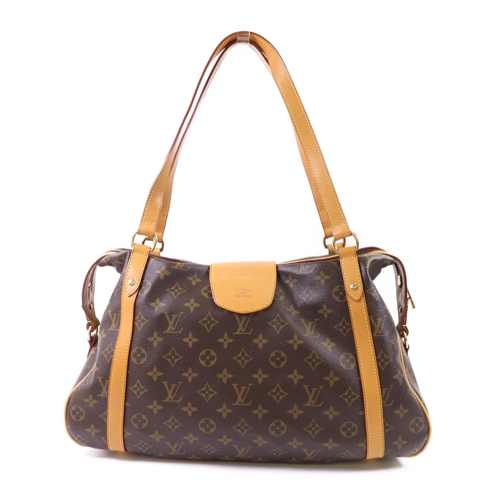LOUIS VUITTON Monogram Stresa PM金扣肩背袋棕色