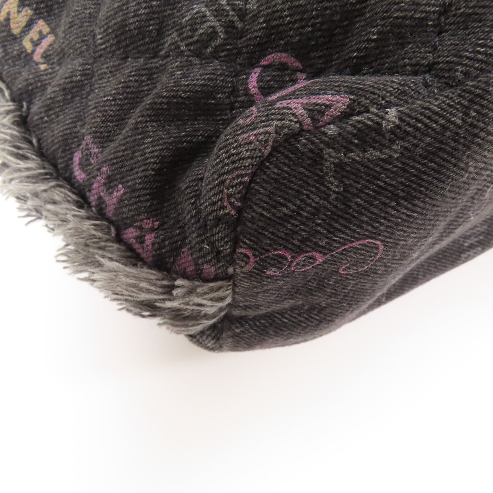 CHANEL 牛仔布Bucket Bag銀扣鏈帶肩背袋