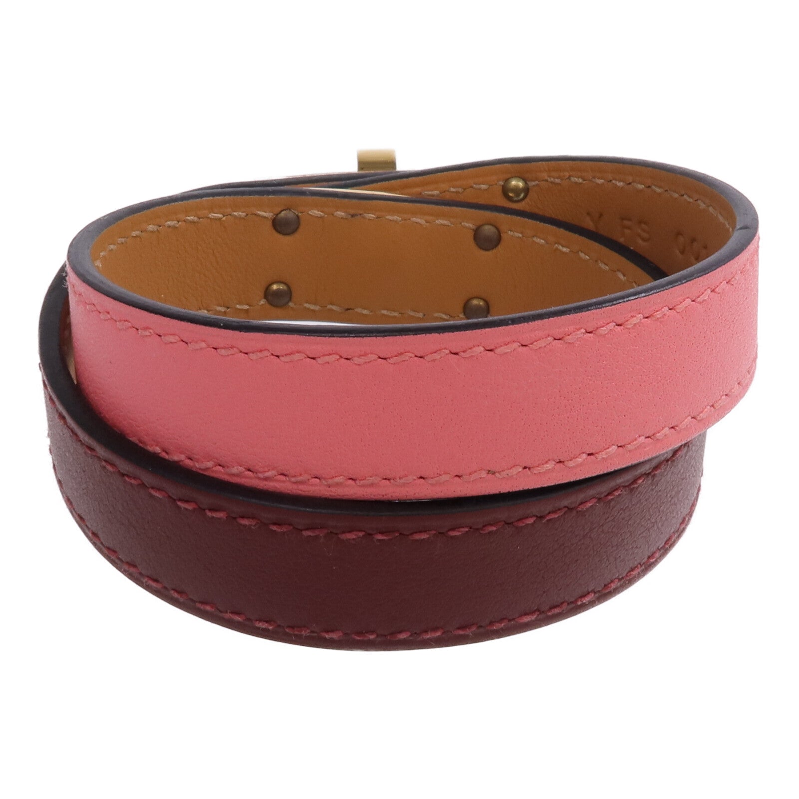 HERMES Swift皮革Kelly Double Tour手鏈Rouge H/Rose Confetti