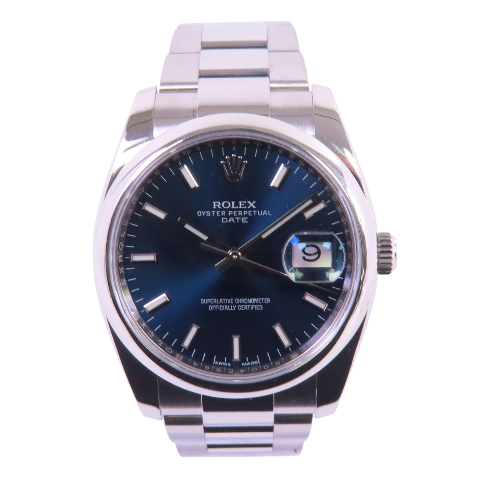 ROLEX Oyster Perpetual Date 115200 Automatic Watch Stainless Steel Blue