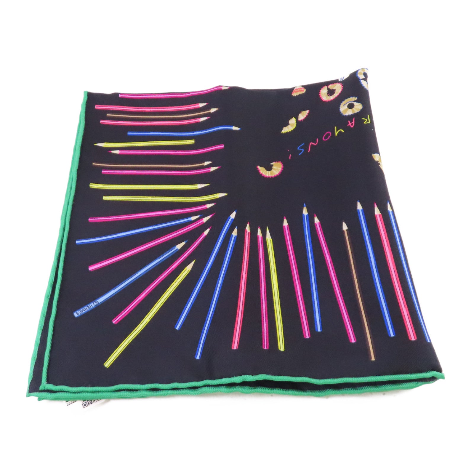 HERMES 絲質40x40 Scarf絲巾黑色/彩色