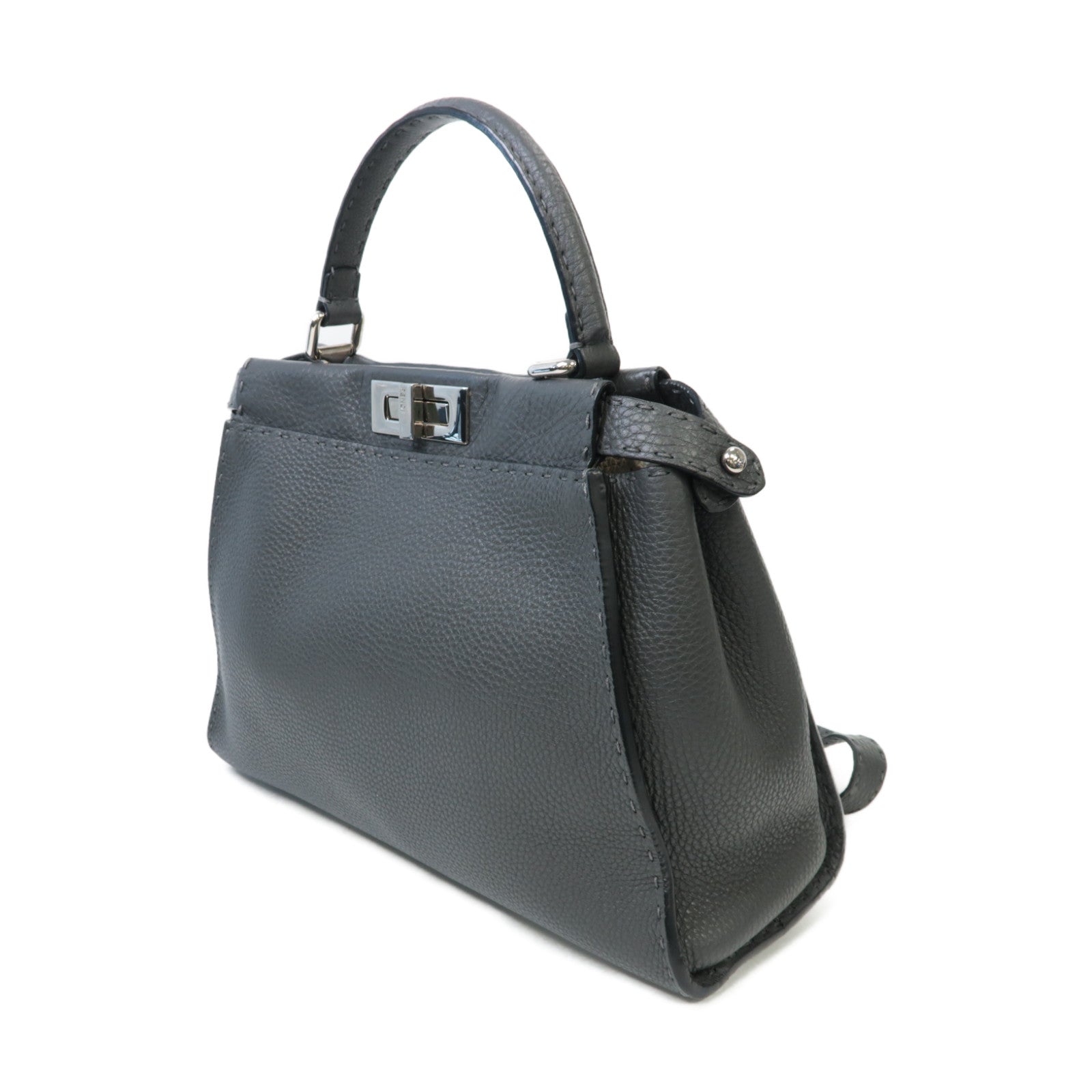FENDI **【激減優惠】牛皮皮革Peekaboo銀扣手挽肩背兩用袋灰色