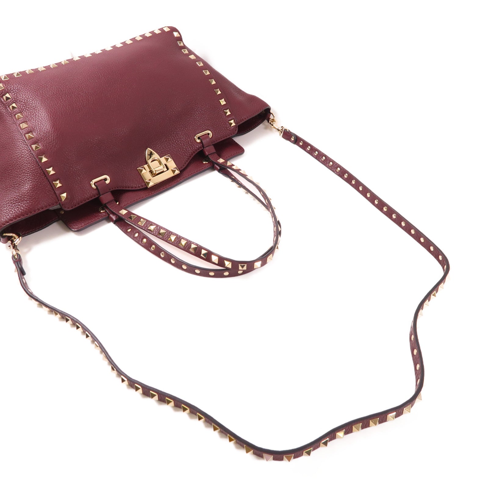 Valentino 牛皮皮革Shoulder Bag金扣手挽肩背兩用袋