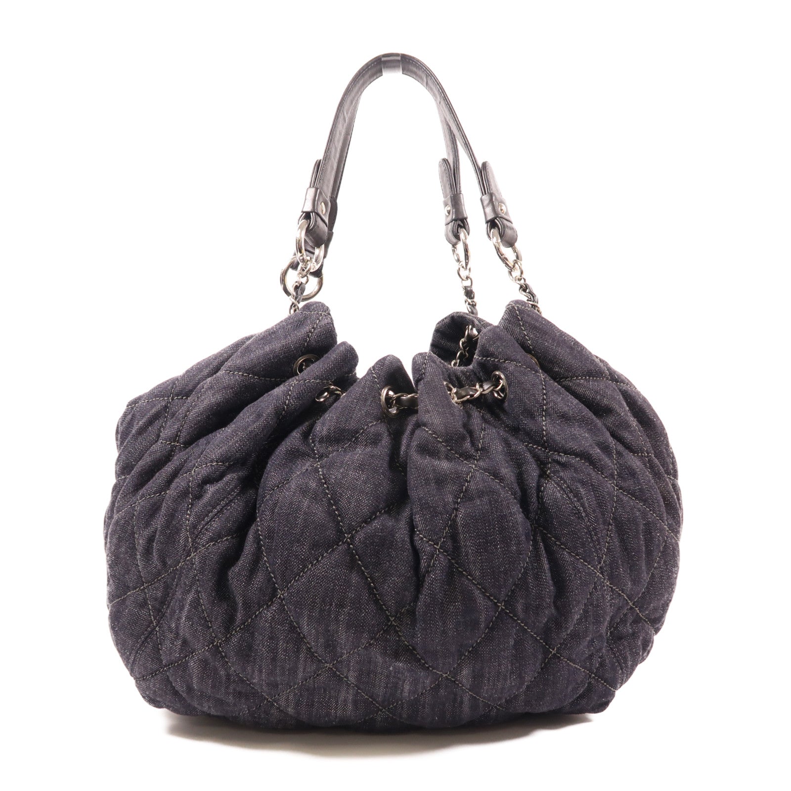 CHANEL 牛仔布Shoulder Bag銀扣肩背袋