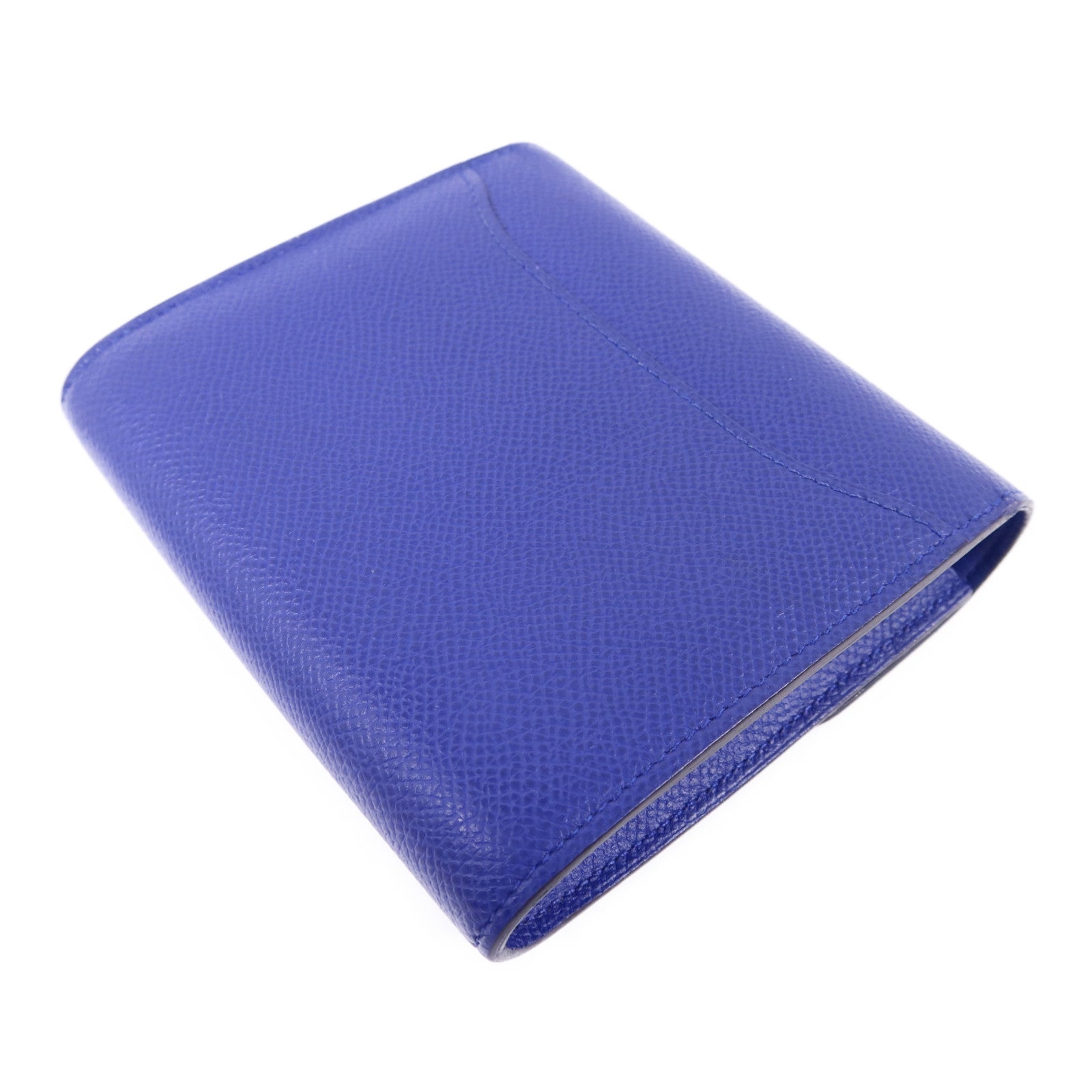 HERMES Epsom皮革Constance金扣錢包Bleu Electrique