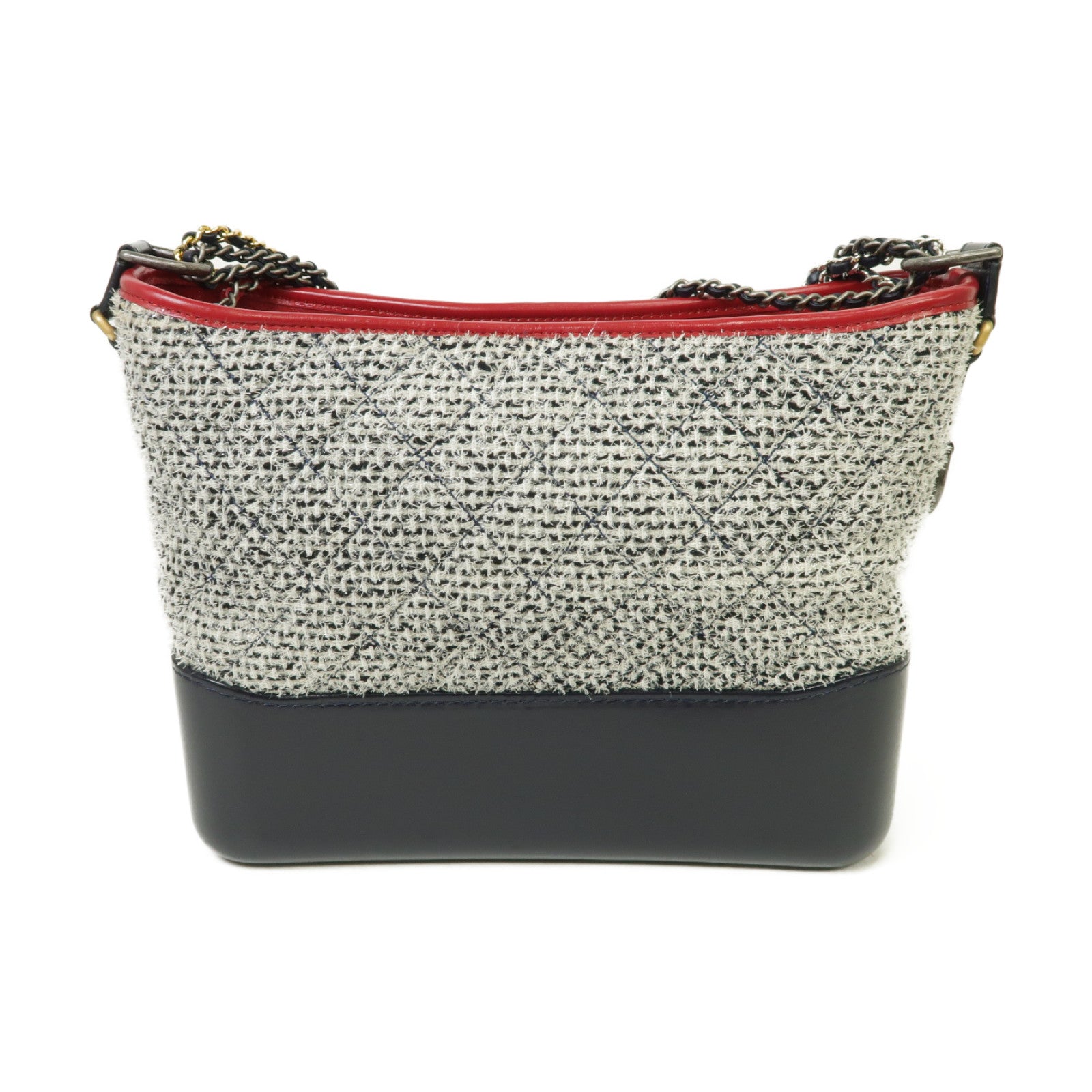 CHANEL 【激減優惠】斜紋軟呢Gabrielle金扣/銀扣鏈帶肩背袋深藍色/紅色/白色
