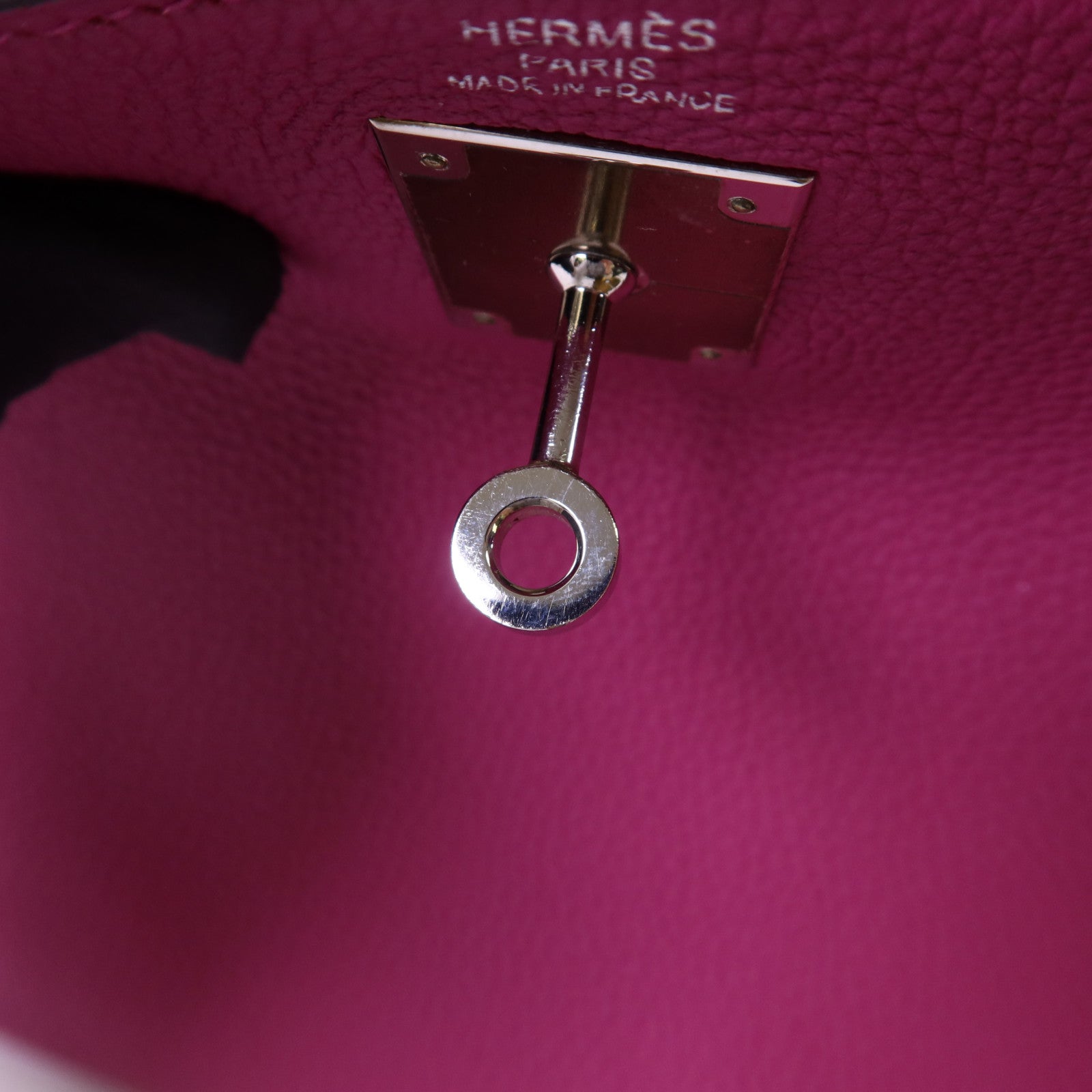 HERMES Togo皮革Kelly 28銀扣手挽肩背兩用袋Rose Pourpre