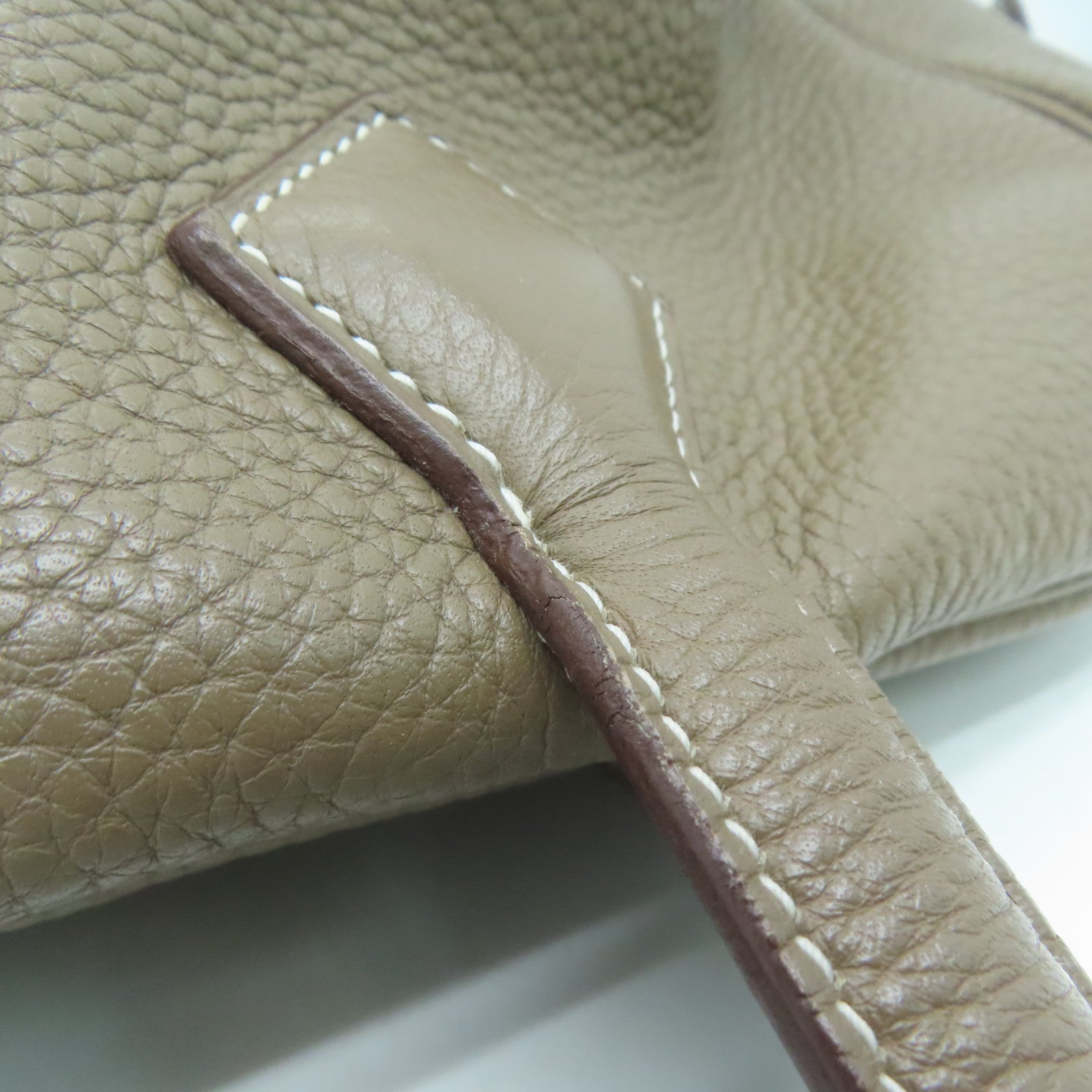 HERMES Clemence Leather Victolia Hand Bag Silver Buckle Hand Bag Elephant Gray