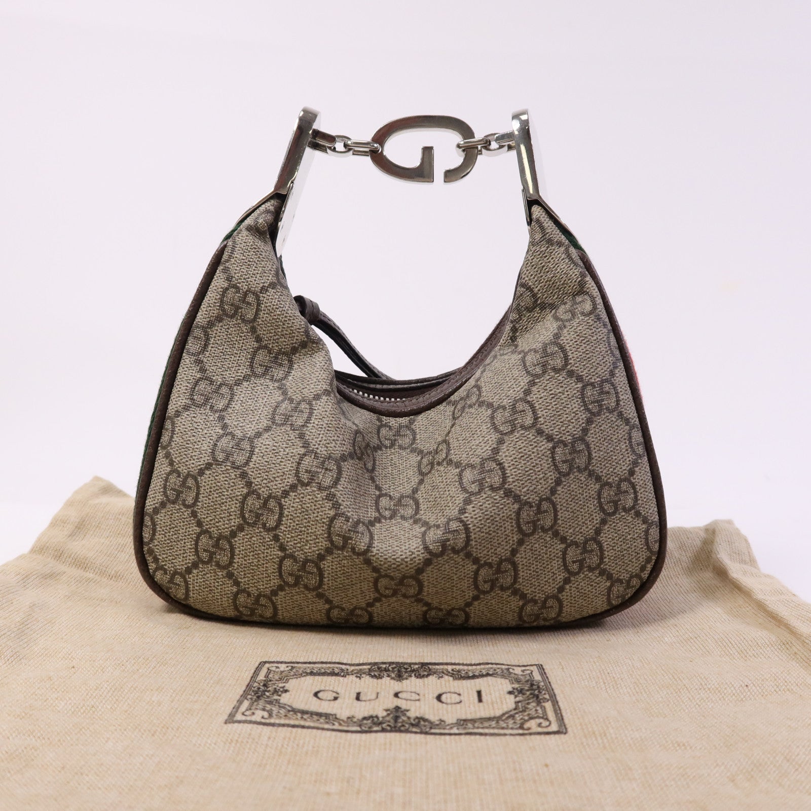 GUCCI 【激減優惠】塗層帆布Attache Mini Bag銀扣手挽袋