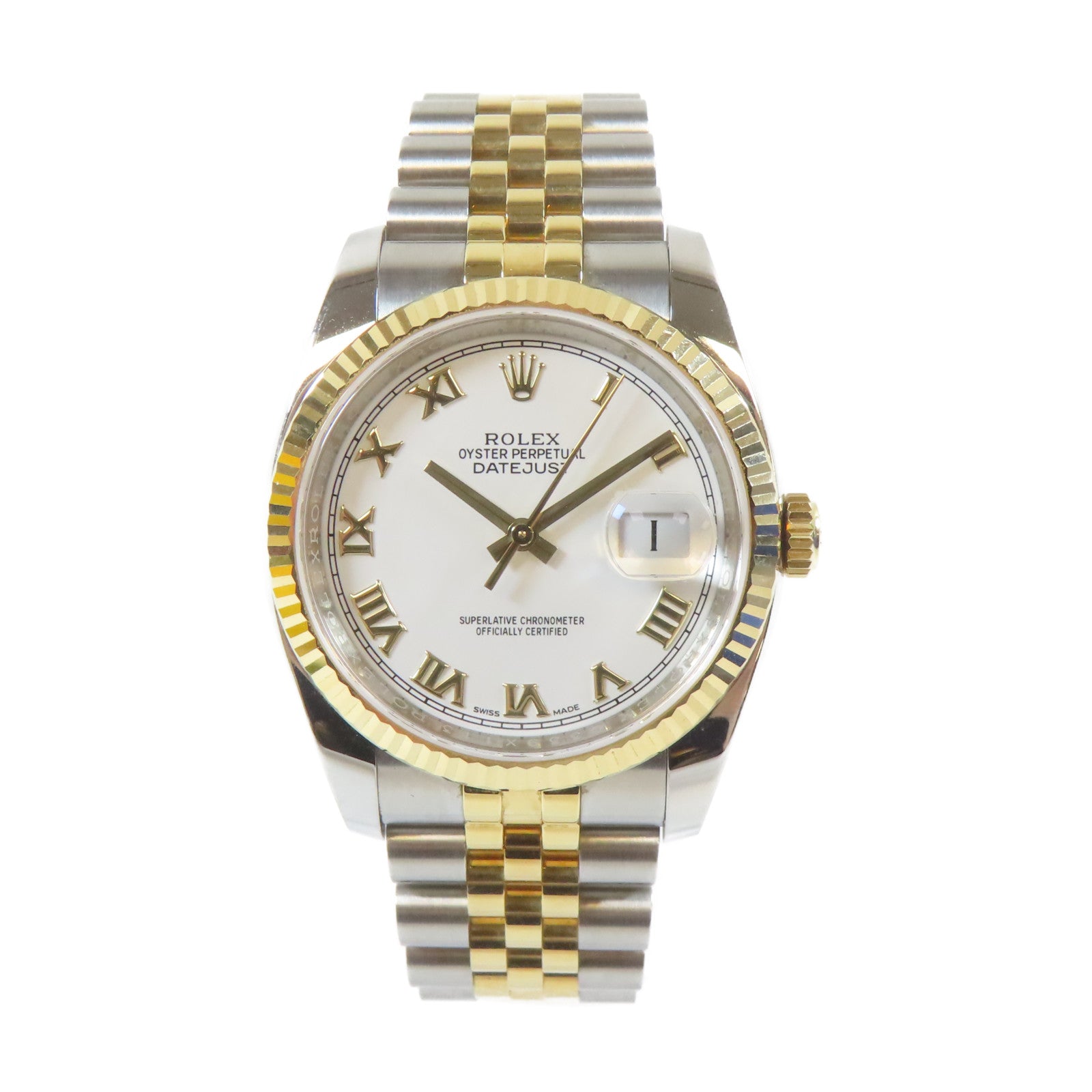 ROLEX Datejust 36mm 18K黃金/不鏽鋼手錶自動機芯白色