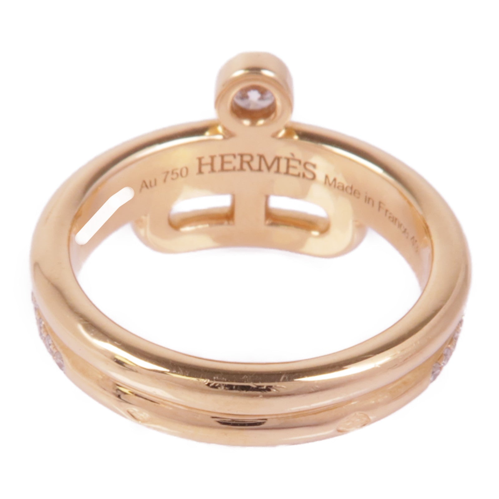 HERMES 【激減優惠】18K玫瑰金Link D'Hermes鑽石戒指Hermes#49/US#4.75
