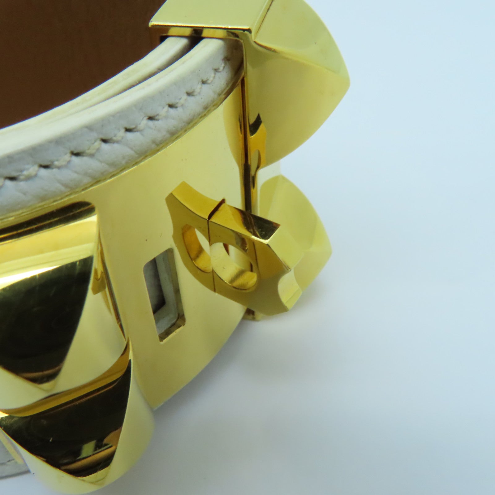 HERMES 【激減優惠】Epsom皮革COLLIER DE CHIEN金扣手鐲白色
