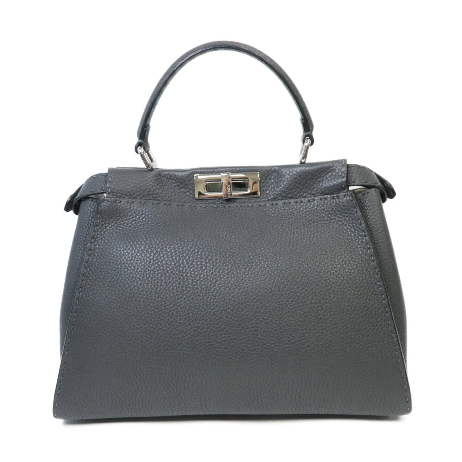 FENDI **【激減優惠】牛皮皮革Peekaboo銀扣手挽肩背兩用袋灰色