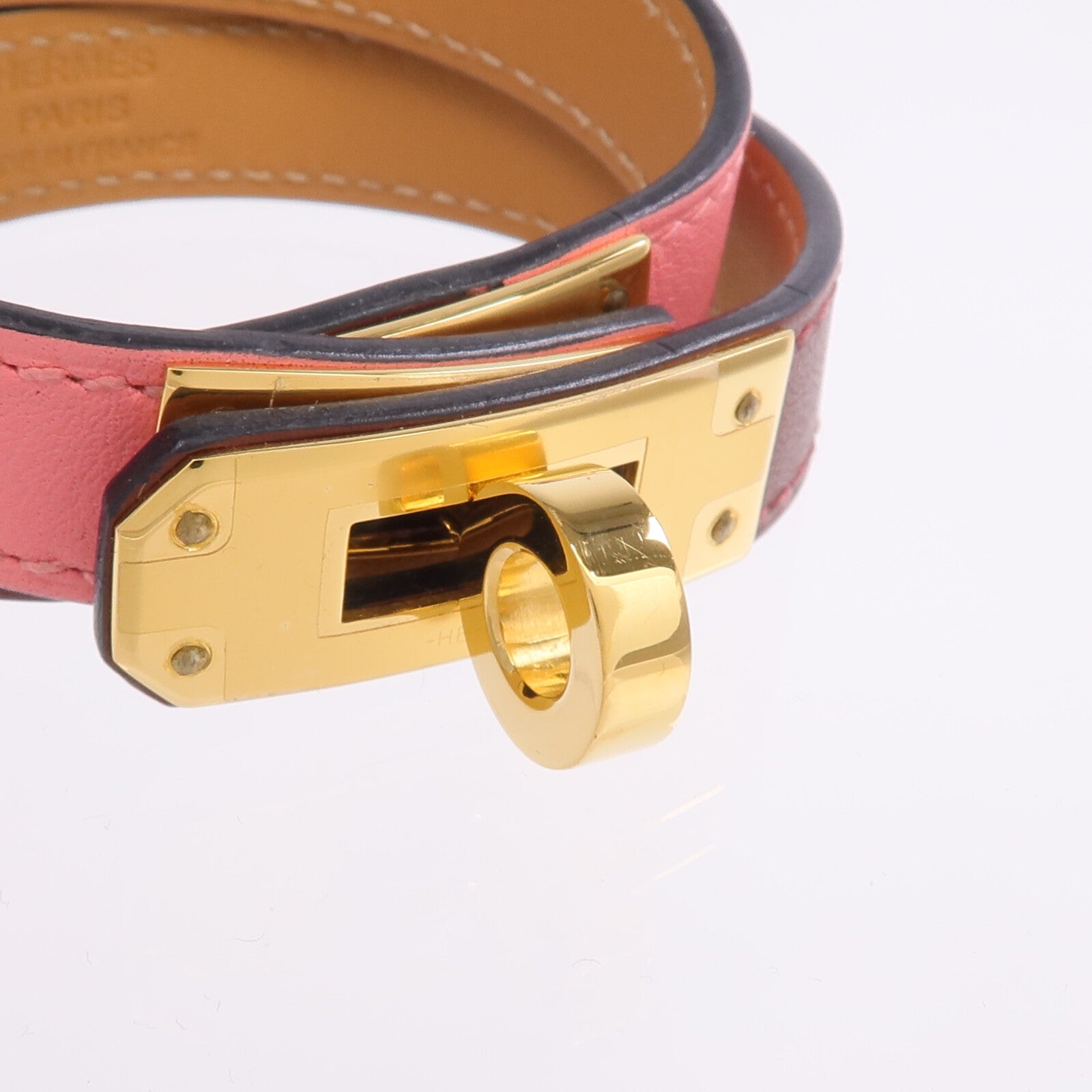 HERMES Swift皮革Kelly Double Tour手鏈Rouge H/Rose Confetti