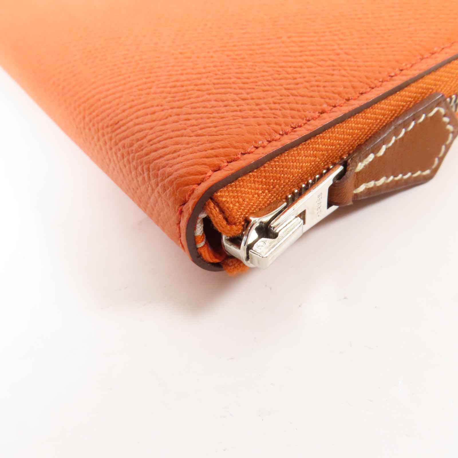 HERMES 【激減優惠】Epsom皮革Silk In Long Wallet銀扣長錢包Orange