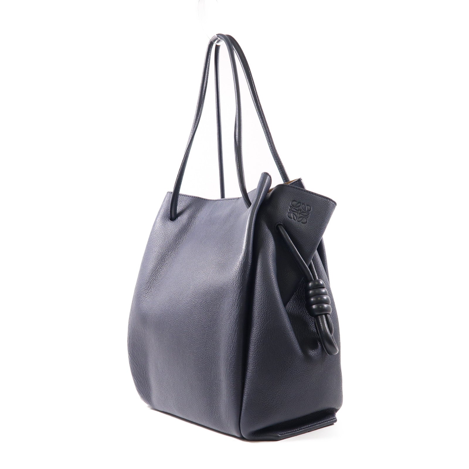 LOEWE 牛皮皮革Flamenco Tote肩背袋深藍色
