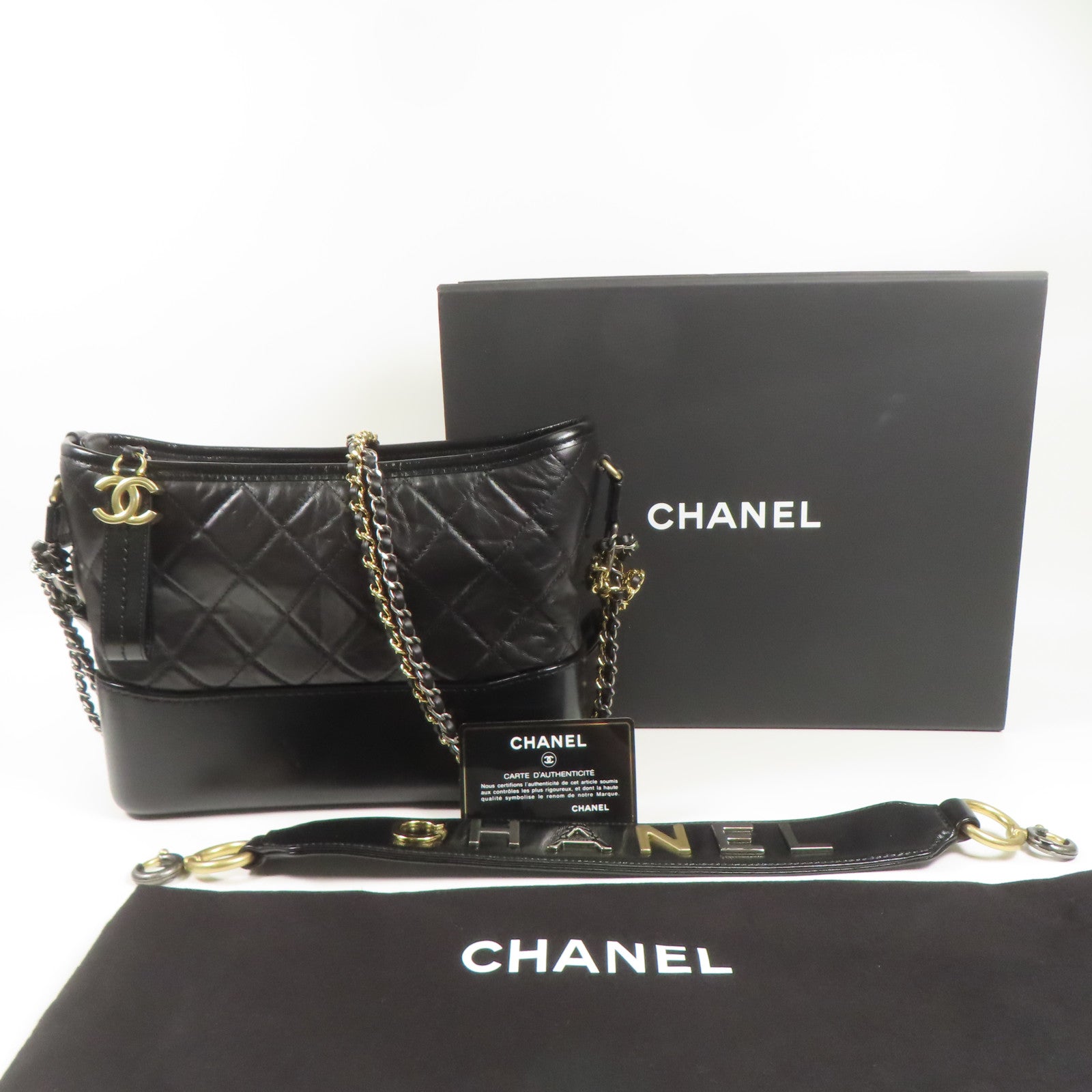CHANEL 牛皮皮革Gabrielle鏈帶肩背袋