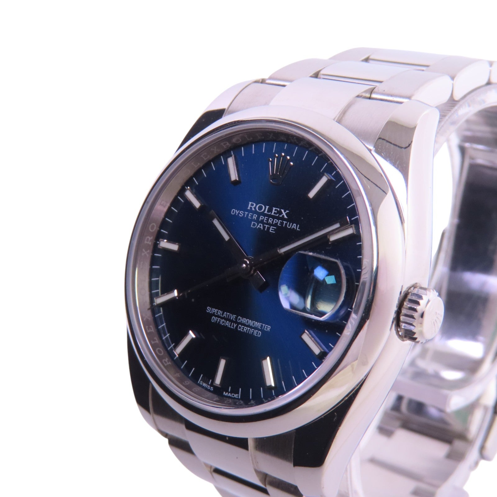 ROLEX Oyster Perpetual Date 115200 Automatic Watch Stainless Steel Blue