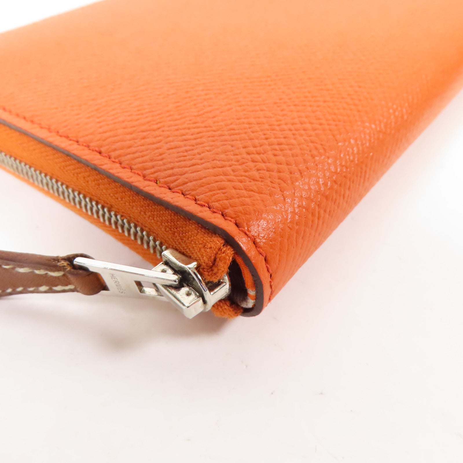 HERMES 【激減優惠】Epsom皮革Silk In Long Wallet銀扣長錢包Orange