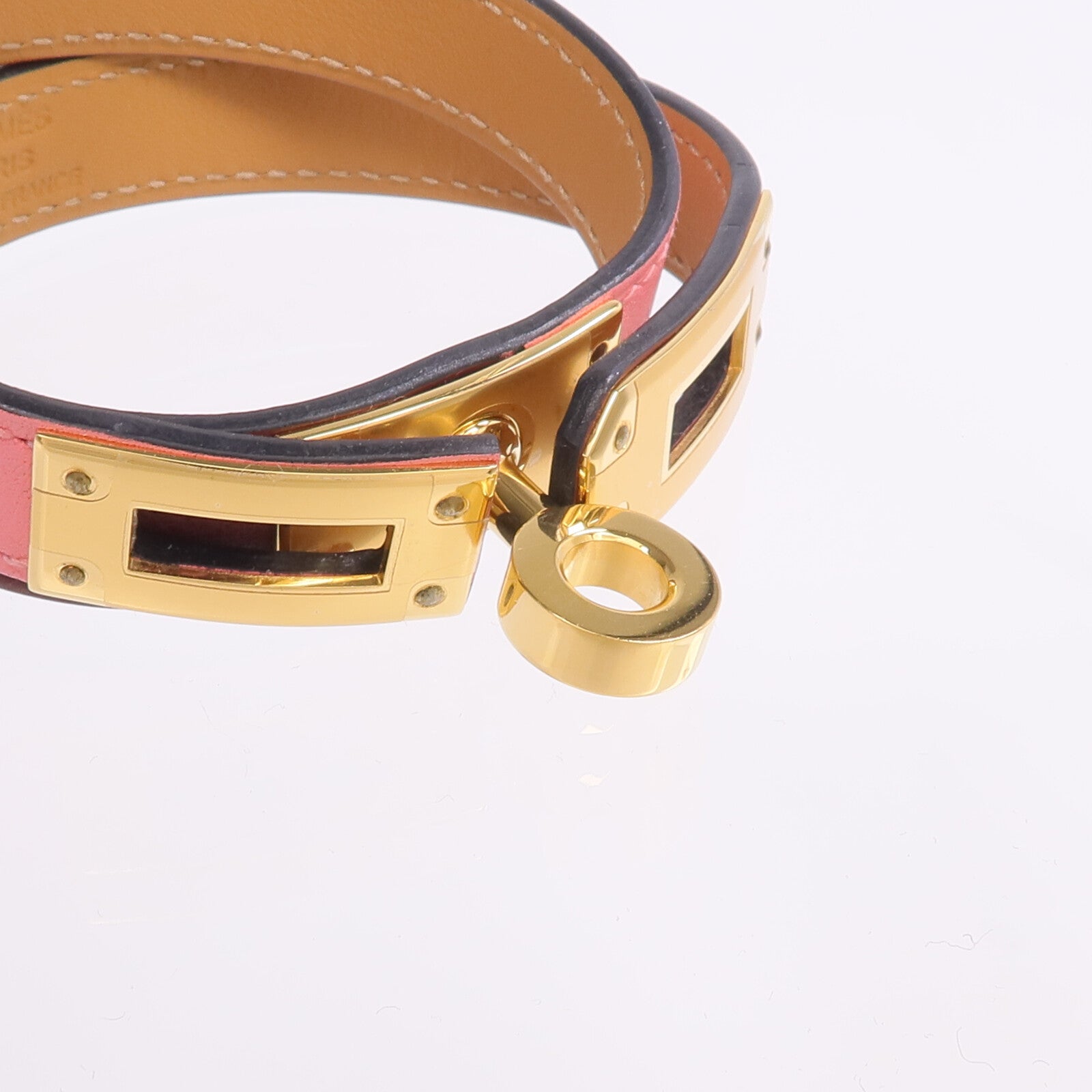 HERMES Swift皮革Kelly Double Tour手鏈Rouge H/Rose Confetti