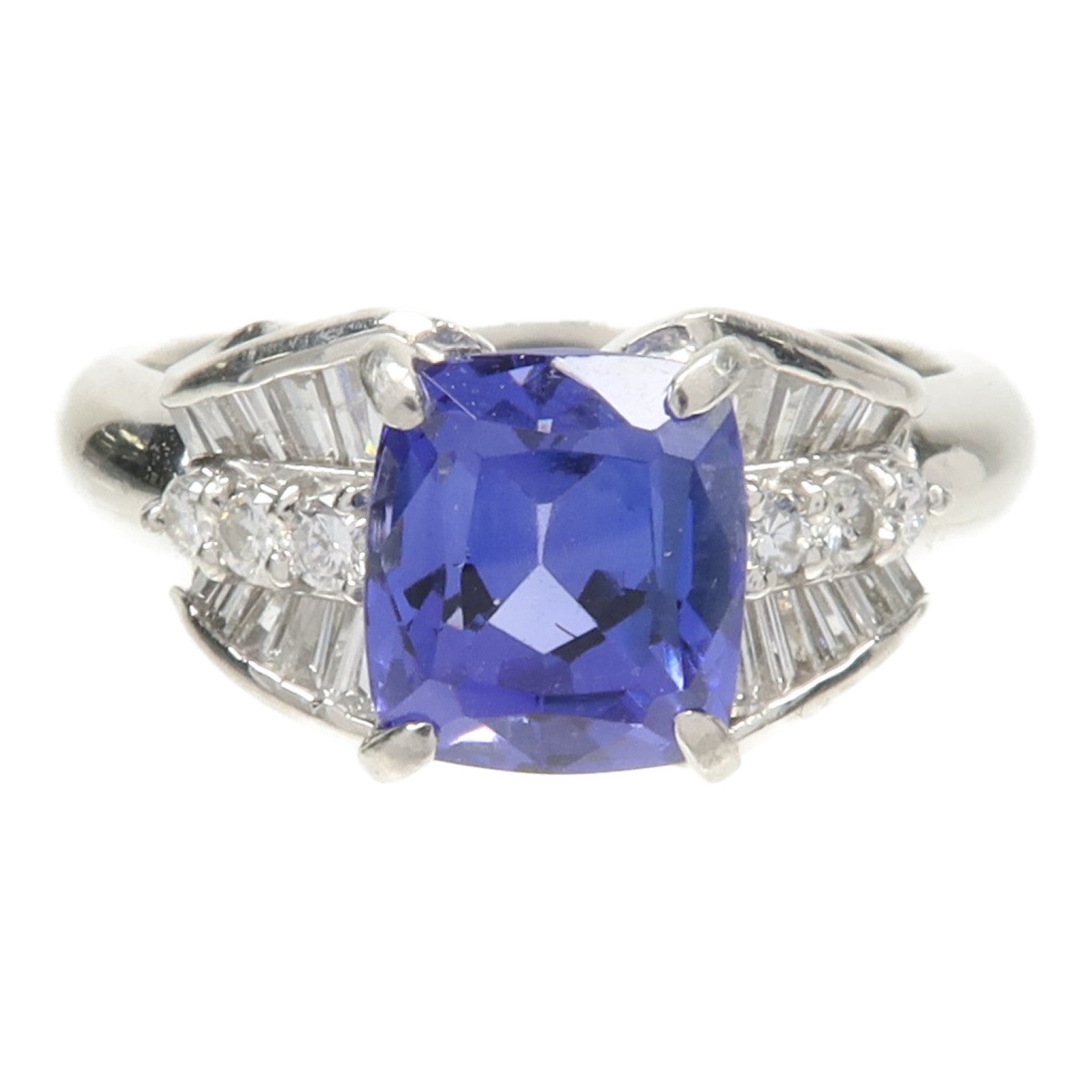 JEWELRY 【激減優惠】PT900鉑金Tanzanite Ring坦桑石/鑽石戒指US#7