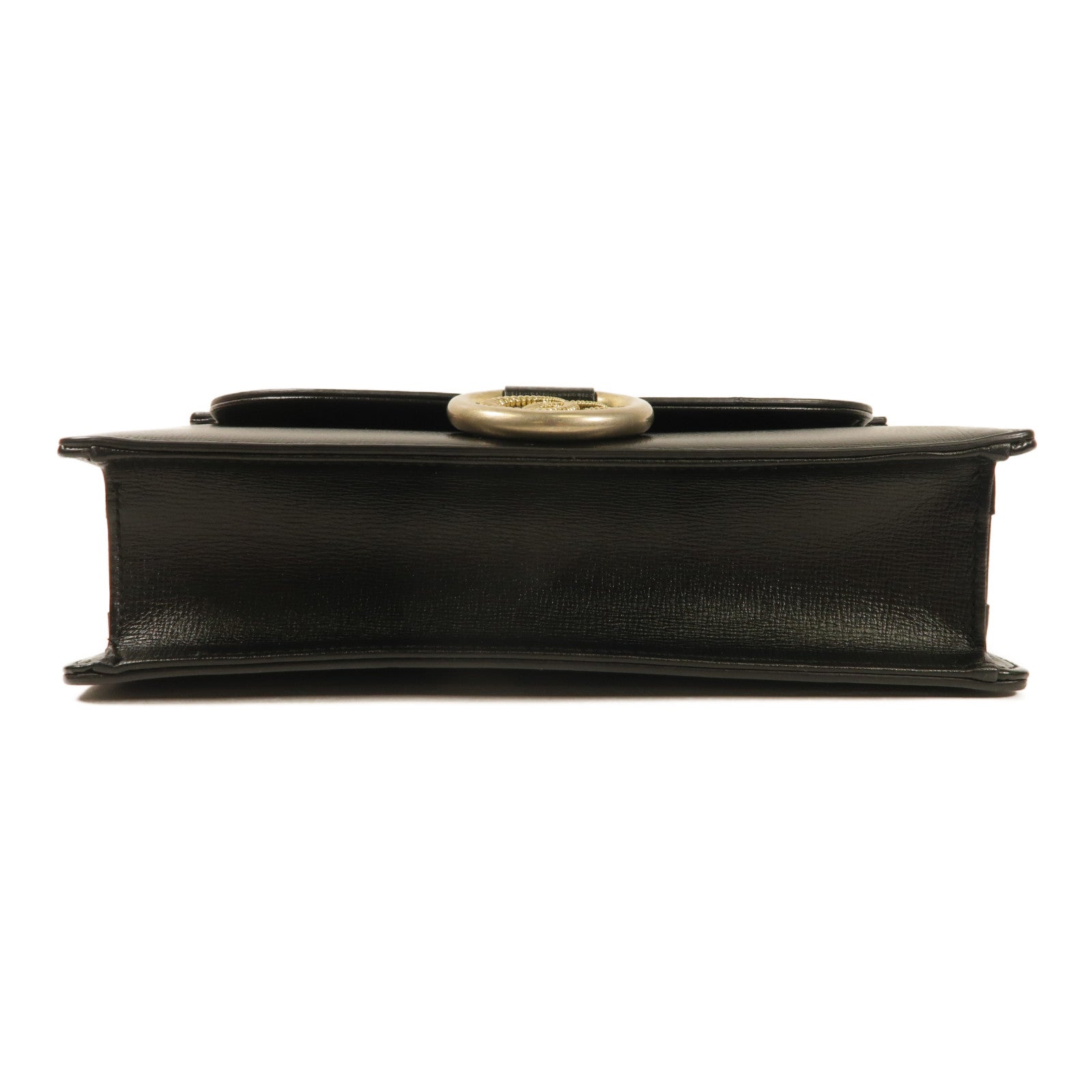 GUCCI GG GHW Shoulder Bag 589474 Calfskin Leather Black