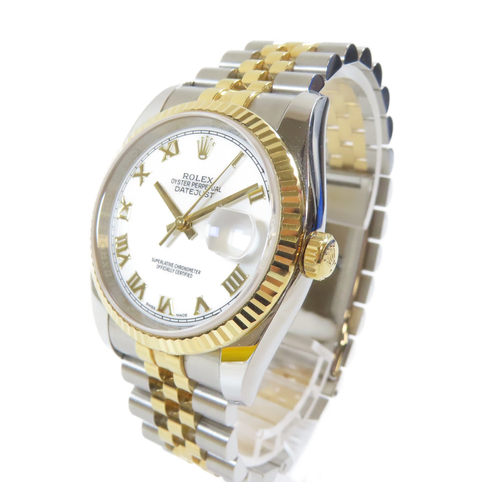 ROLEX Datejust 36mm 18K黃金/不鏽鋼手錶自動機芯白色