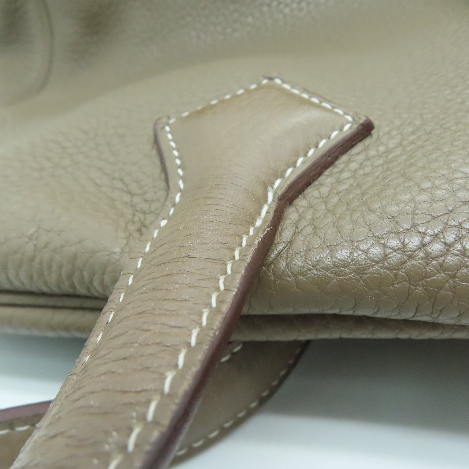 HERMES Clemence Leather Victolia Hand Bag Silver Buckle Hand Bag Elephant Gray