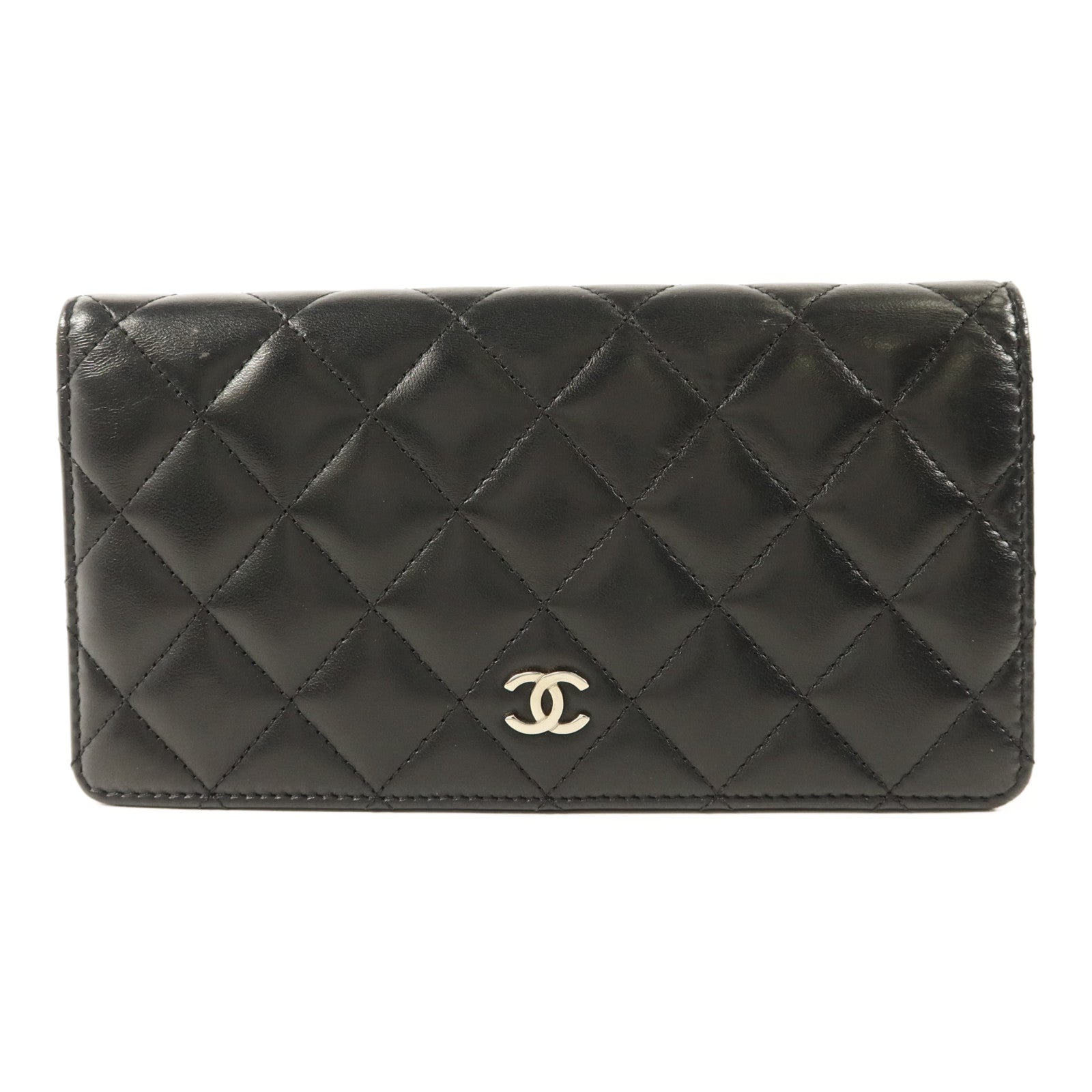 CHANEL 羊皮皮革Long Bifold Wallet銀扣長錢包