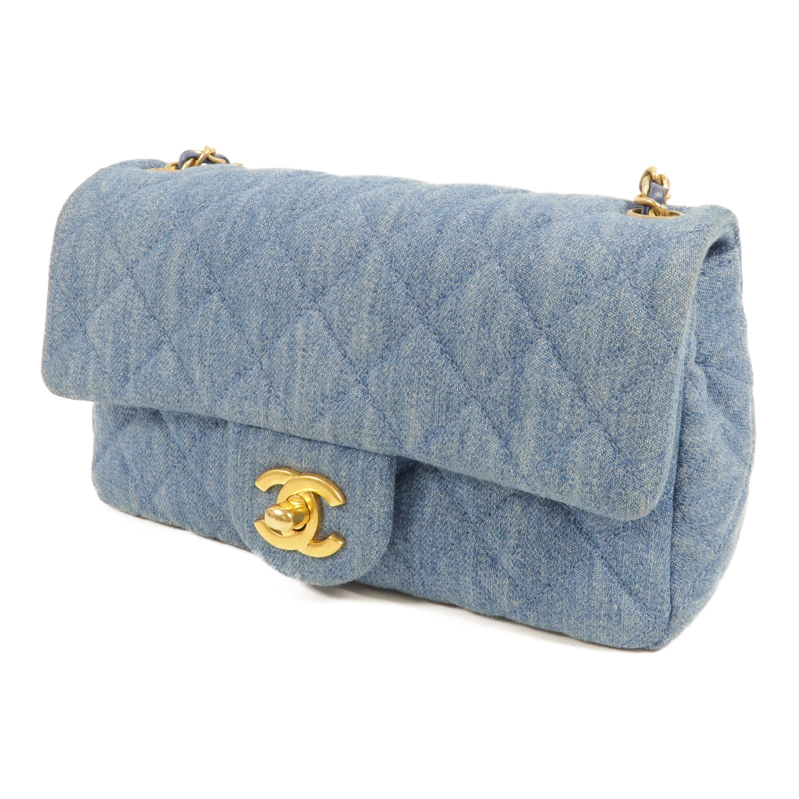 CHANEL Denim Mini Classic 20 Gold Ball肩背袋