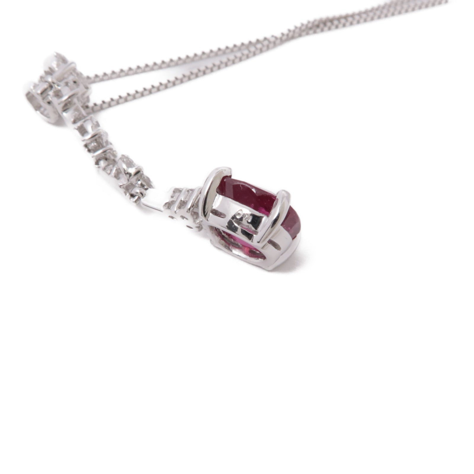 JEWELRY Ruby Diamond Necklace 18K White Gold